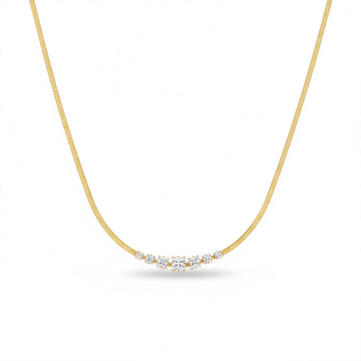 Celeste Diamond Curve Gold Necklace