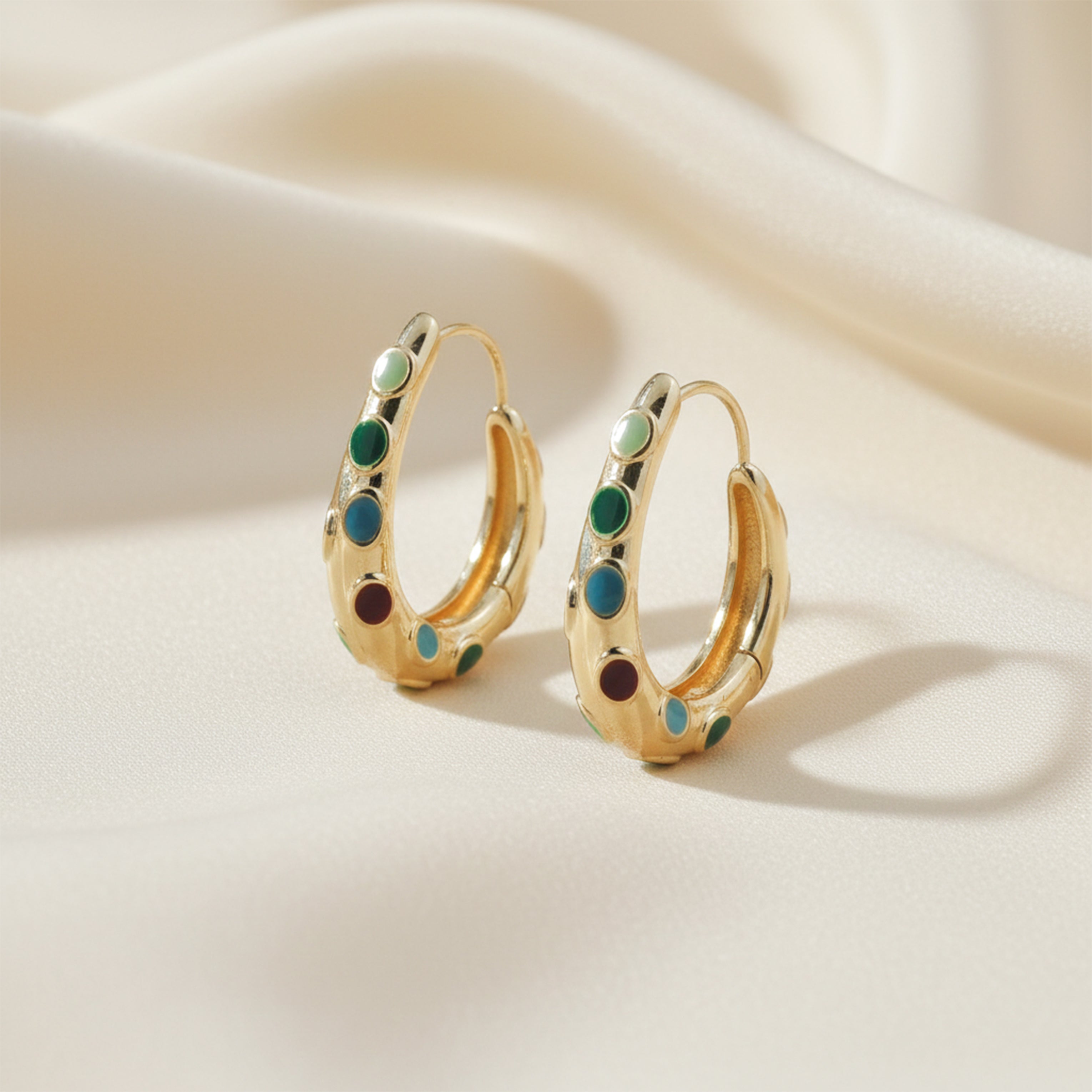 LuxeNova Colorstone Hoop Earrings