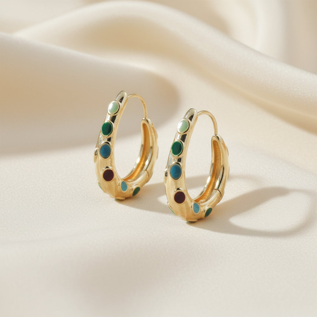 LuxeNova Colorstone Hoop Earrings