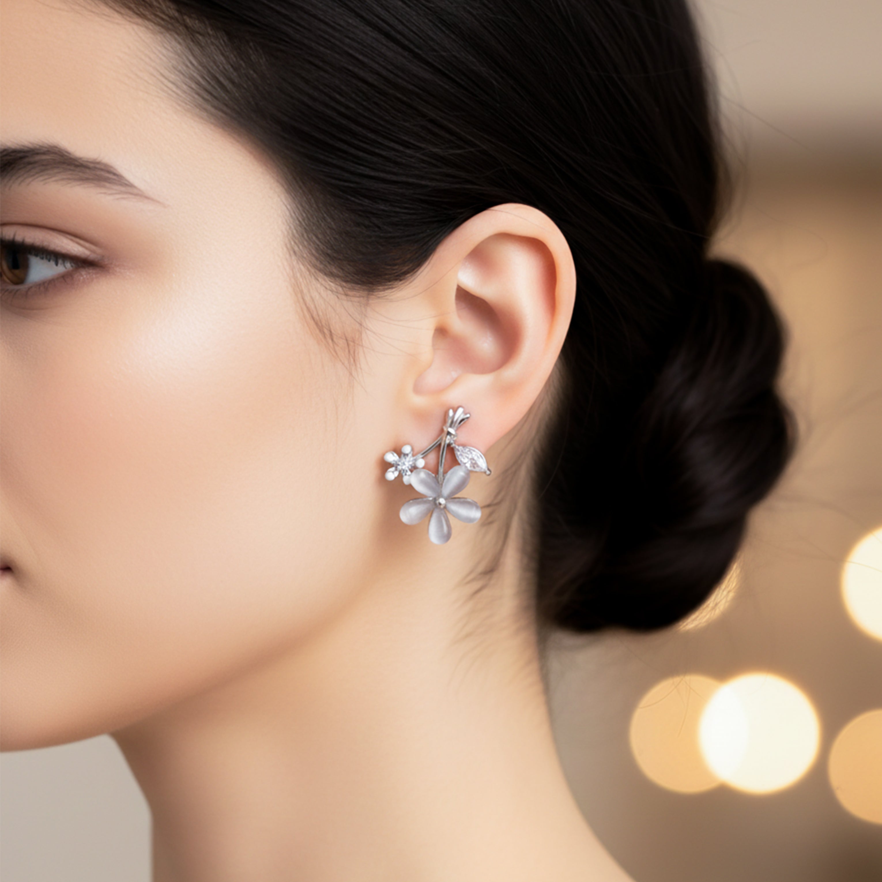 Ivory Blossom Crystal Luxe Stud Earrings