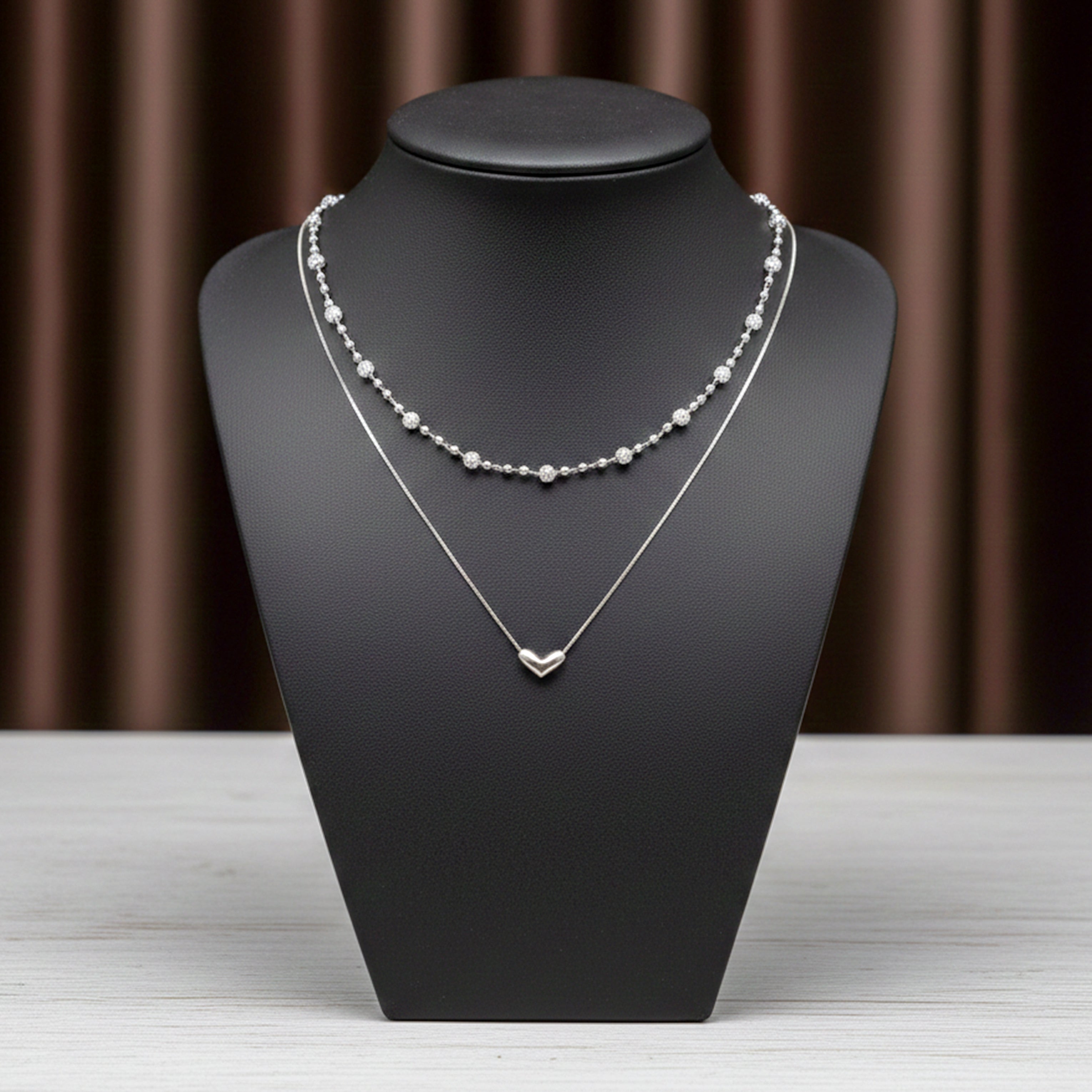 Luxpenny Dual Layer Silver Heart Necklace