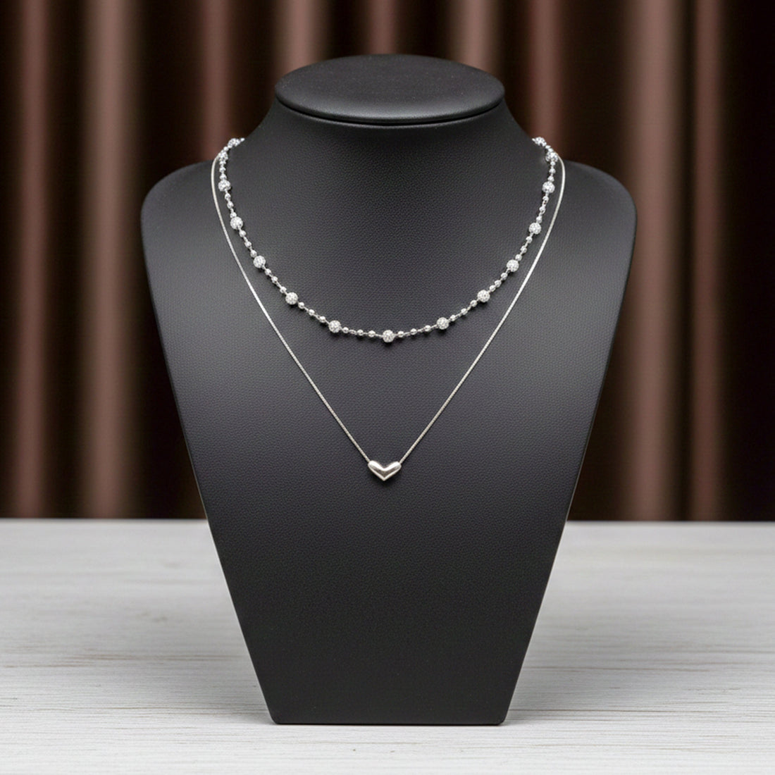 Luxpenny Dual Layer Silver Heart Necklace