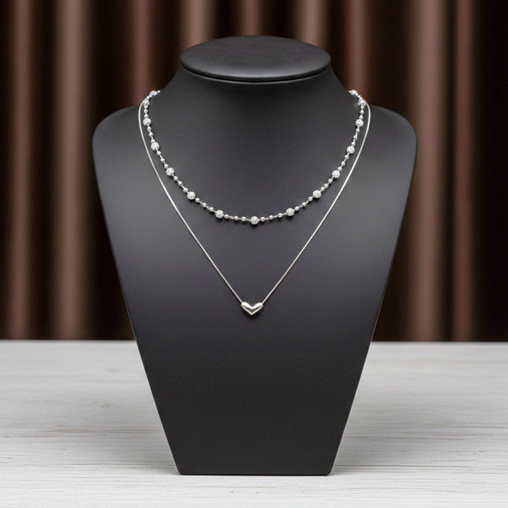 Luxpenny Dual Layer Silver Heart Necklace