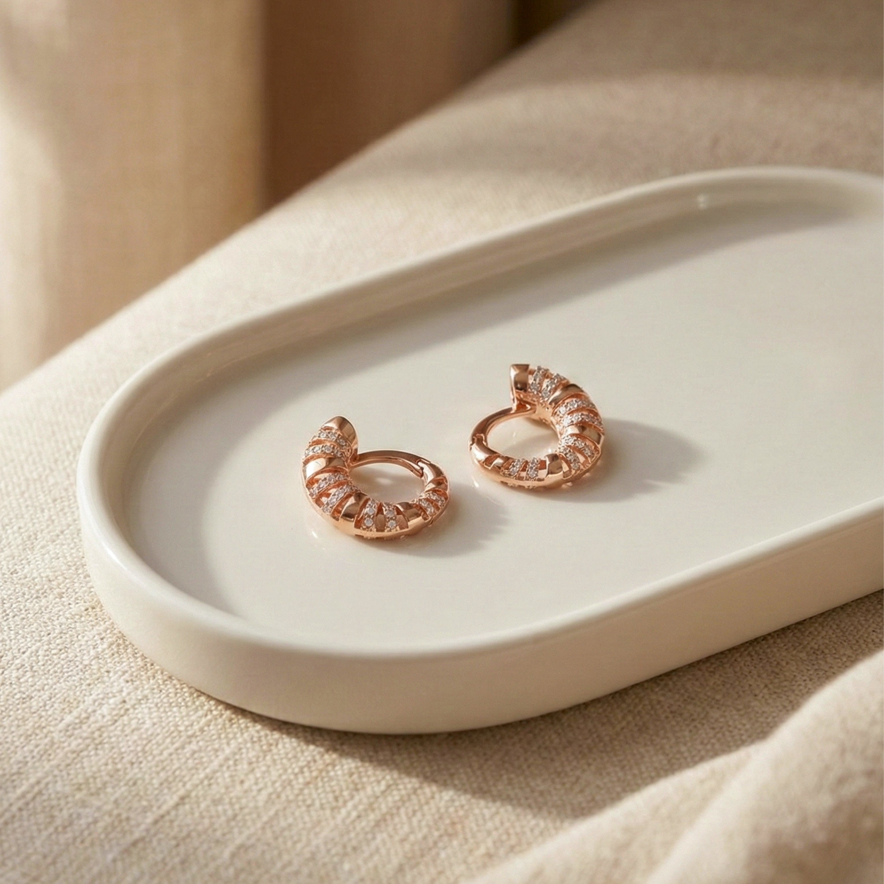 Diamond Enamel Hoop Earrings