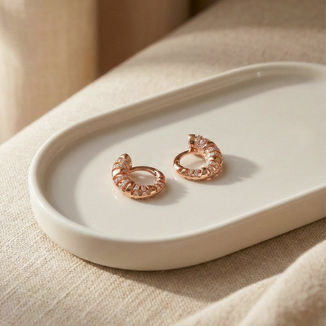 Diamond Enamel Hoop Earrings