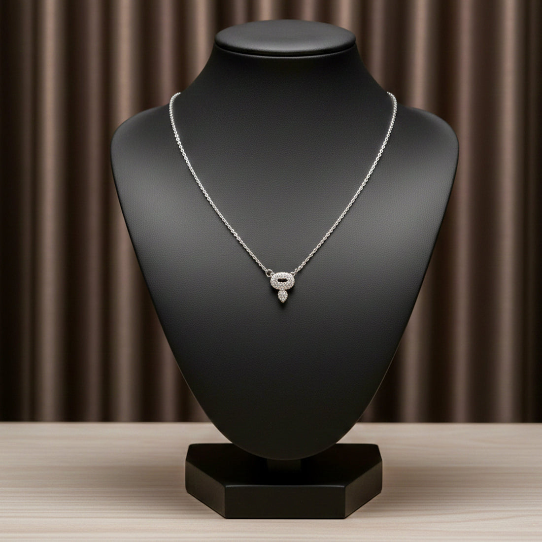 Luxury Halo Diamond Silver Necklace