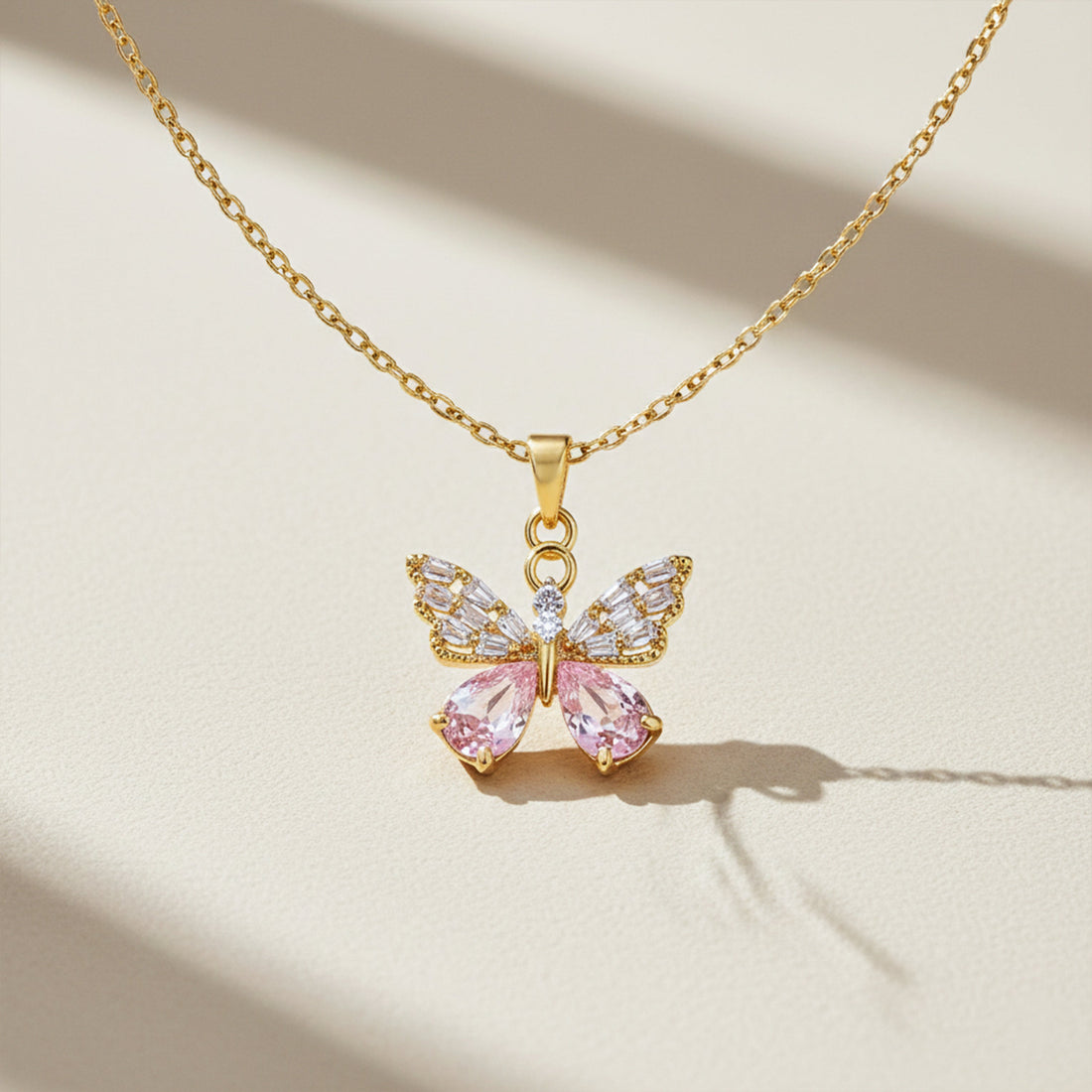 Dainty Butterfly Pendant Gold Necklace