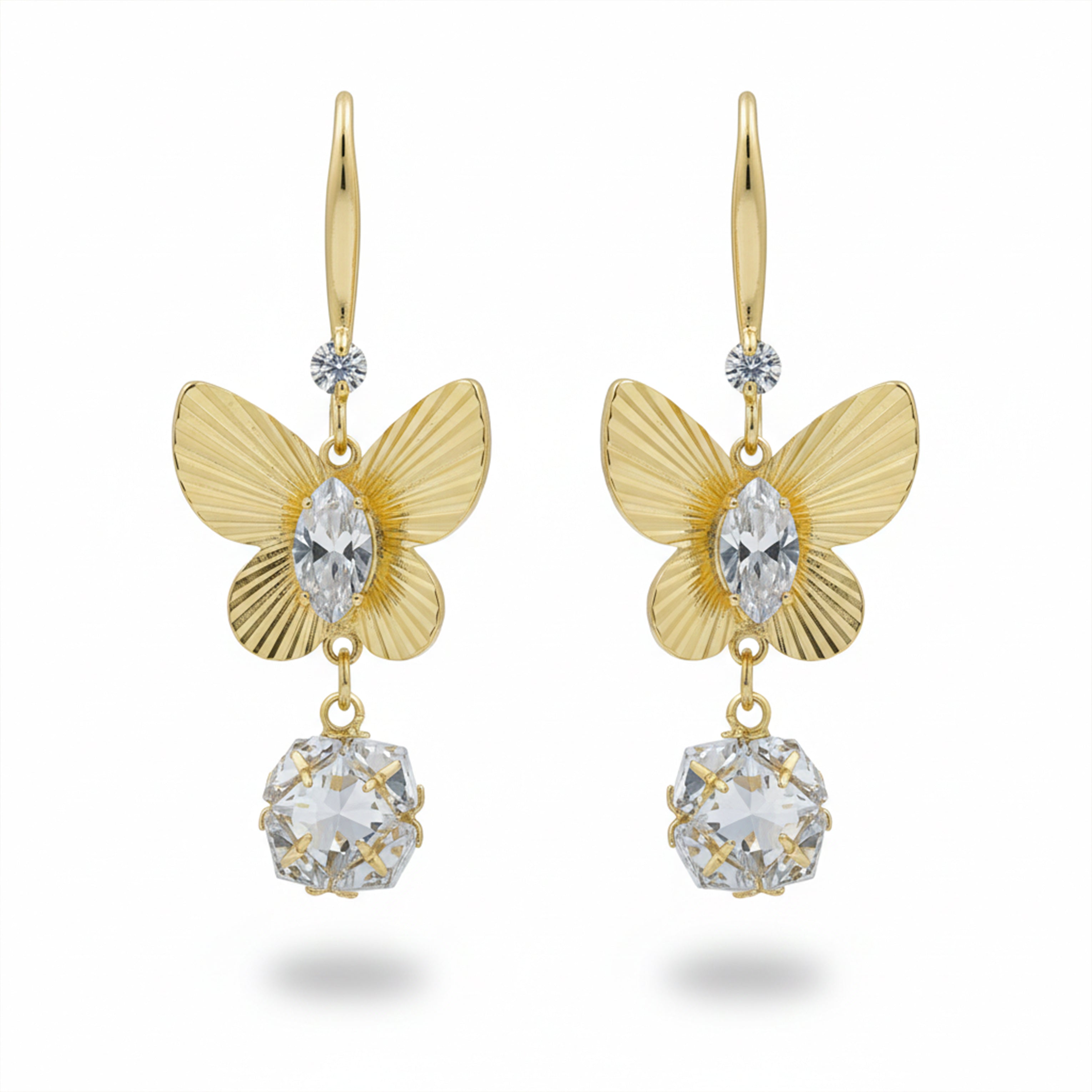 Golden Butterfly Drop Earrings