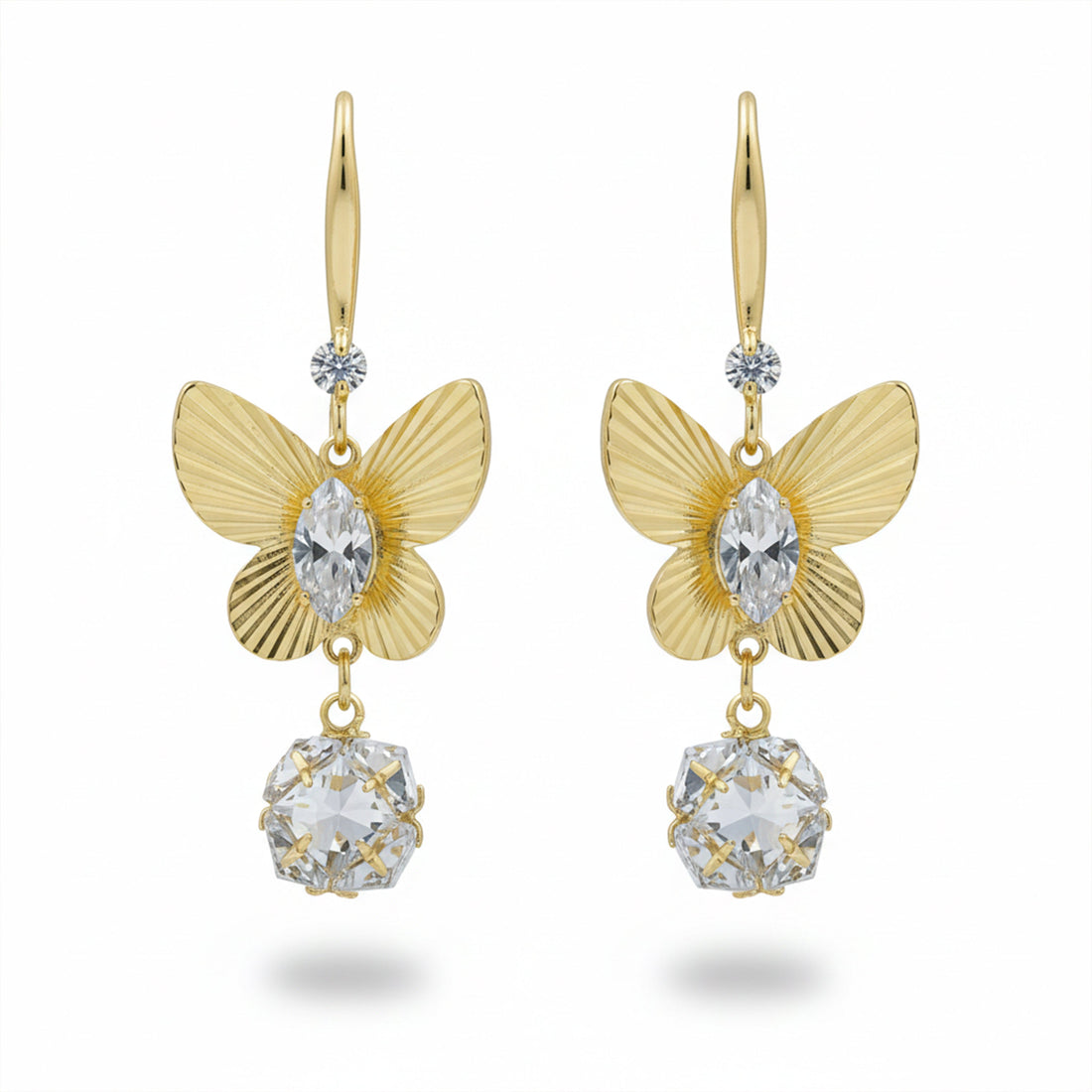 Golden Butterfly Drop Earrings