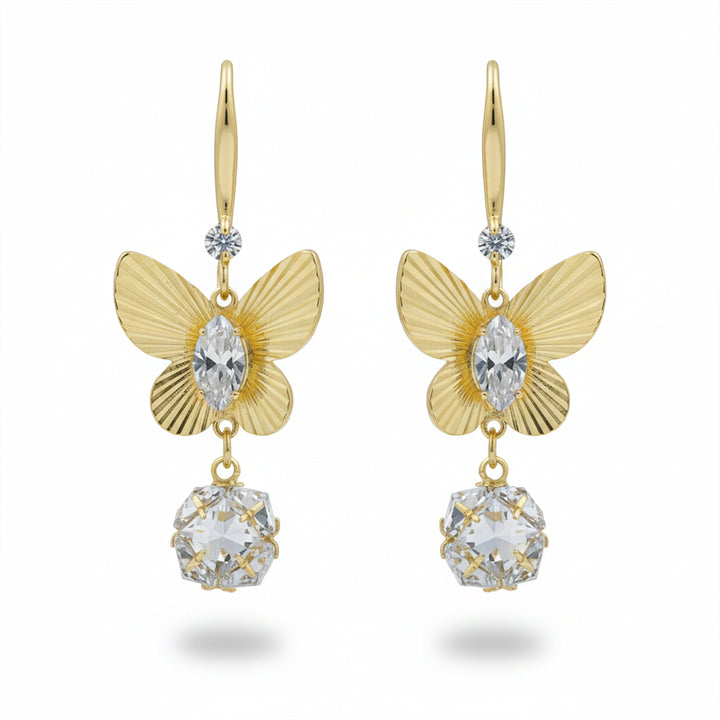 Golden Butterfly Drop Earrings