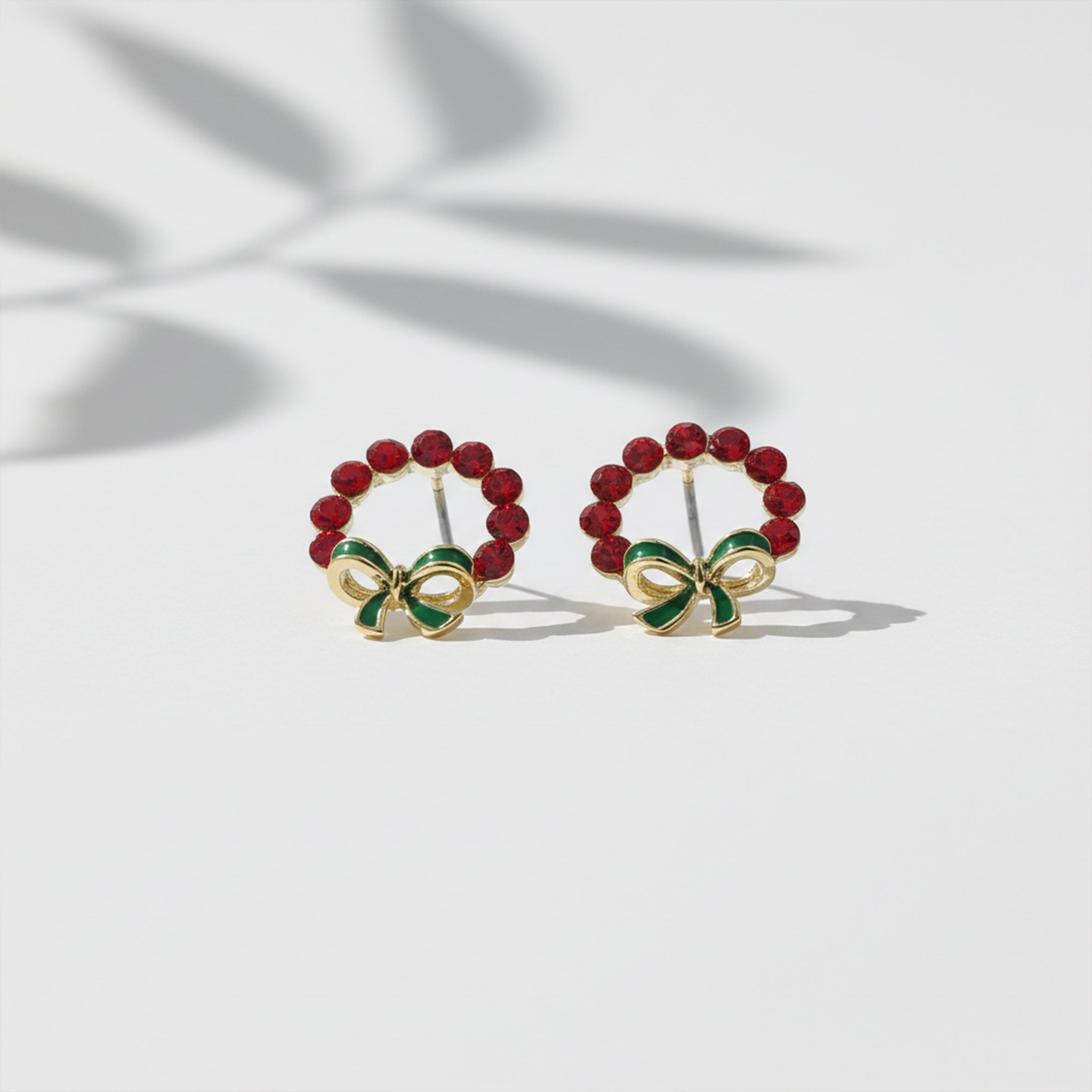 Crimson Elegance Bow Circle Earrings