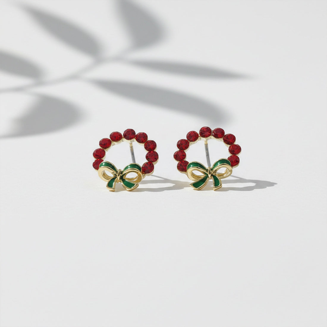 Crimson Elegance Bow Circle Earrings
