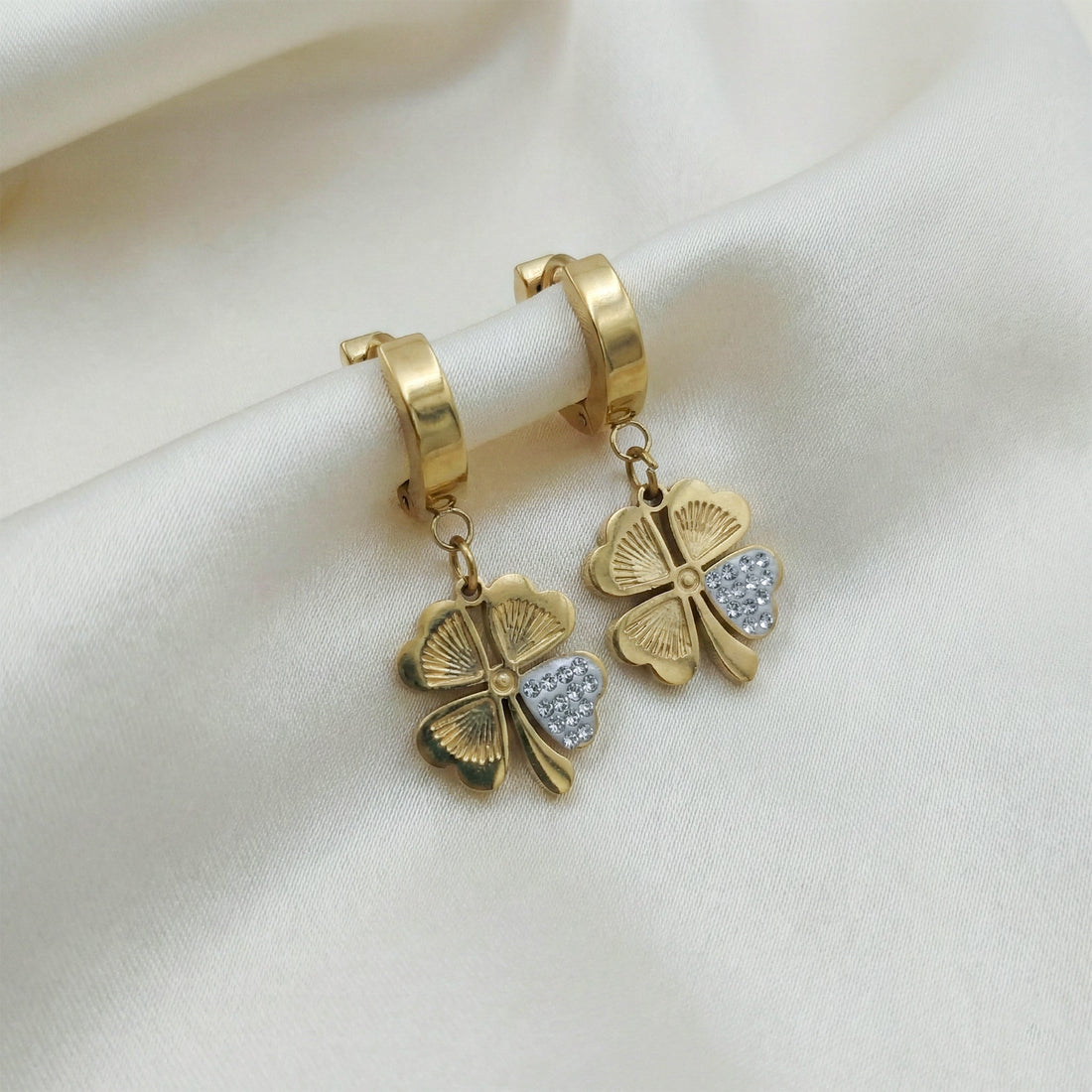 Luck Clover Gold Drop Earrings