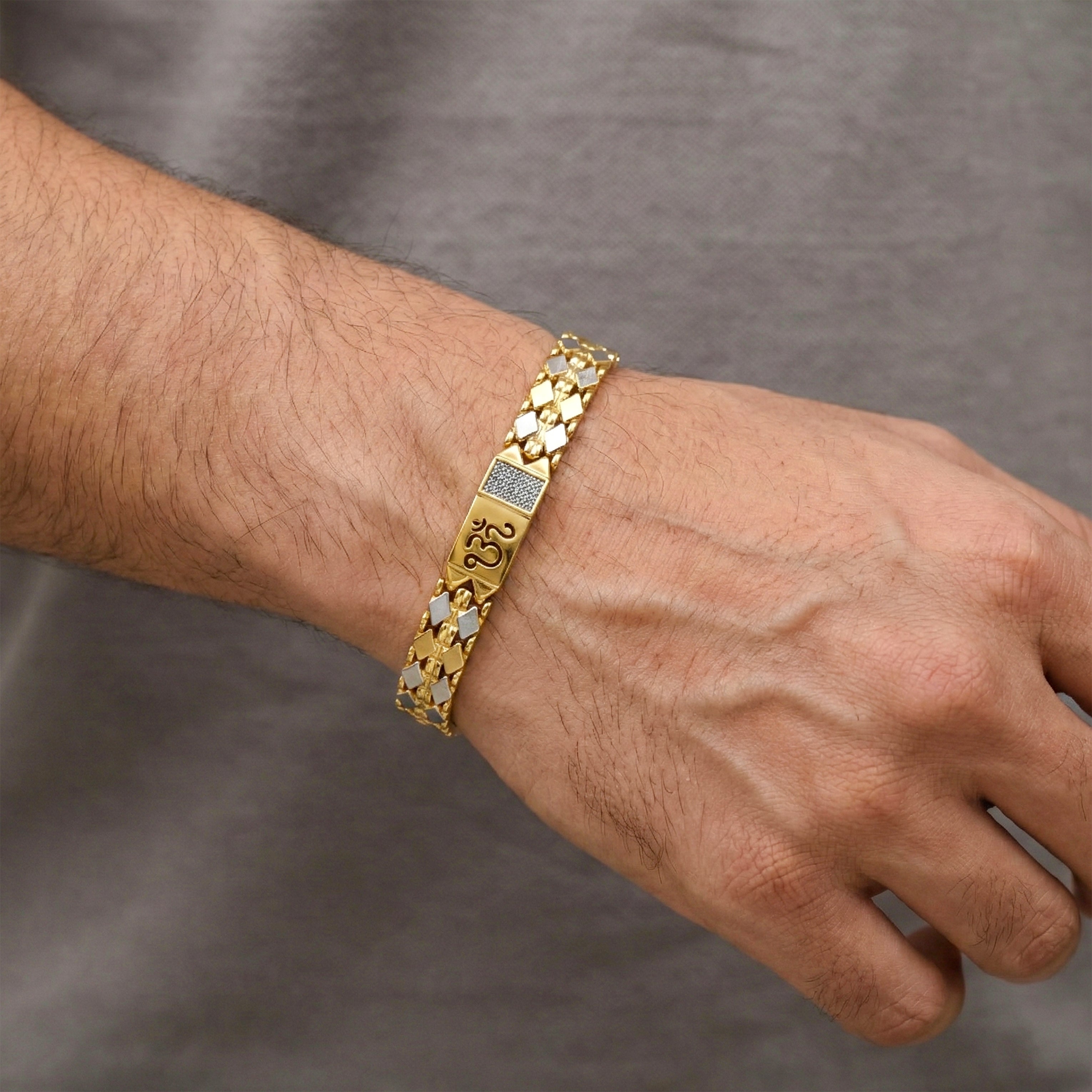 Elite Om Engraved Gold Bracelet