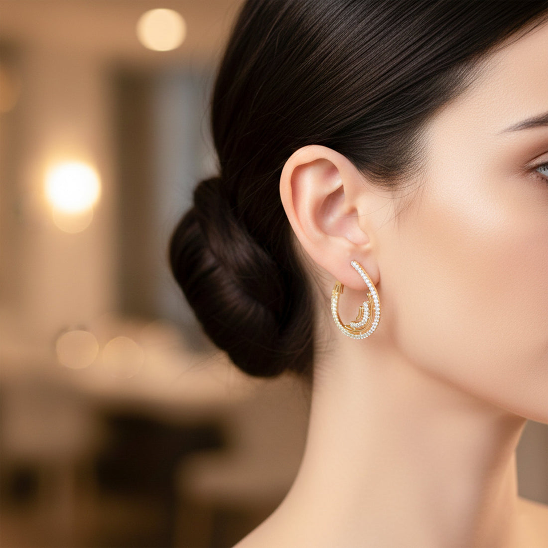 Elite Halo Zircon Hoop Earrings