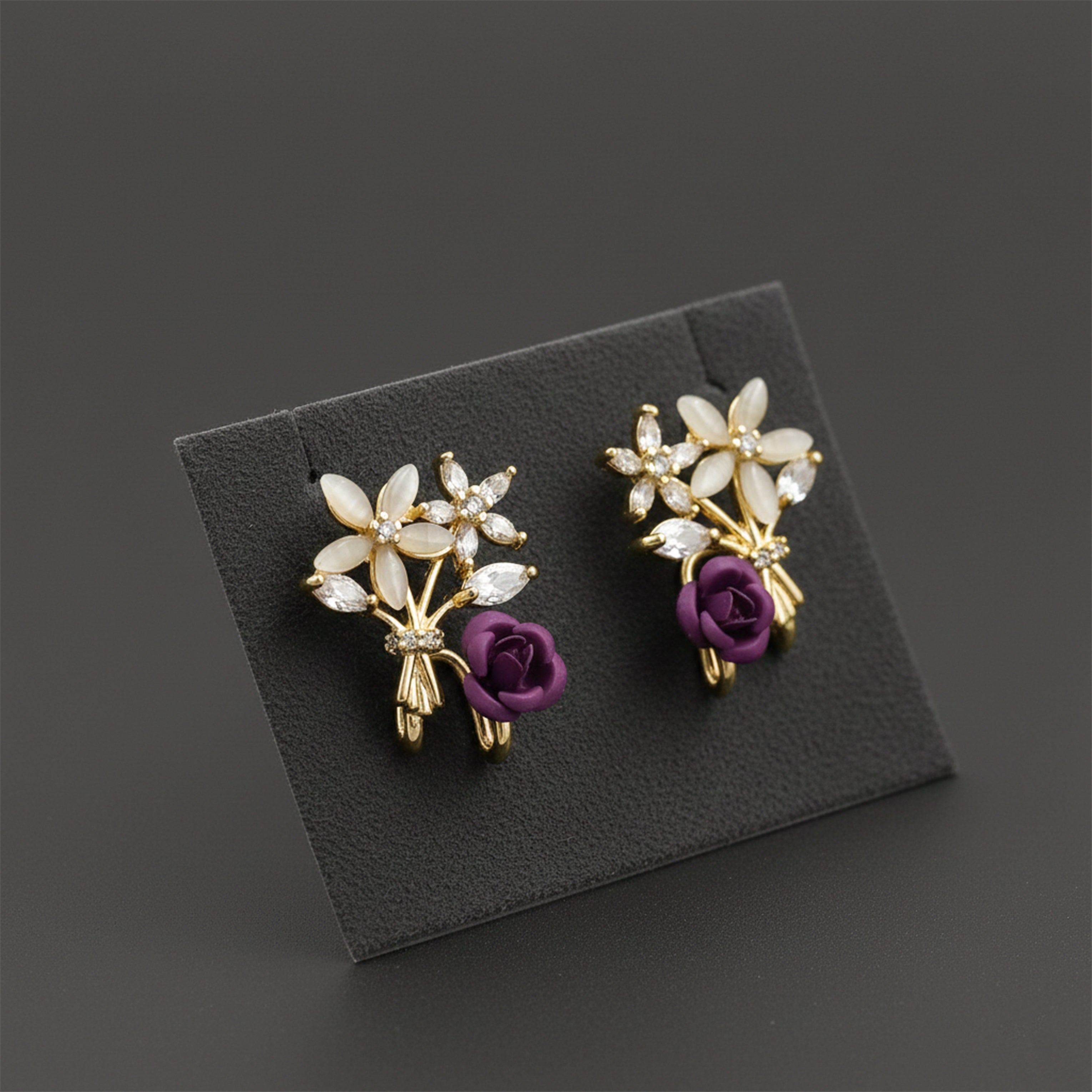 Premium Crystal Purple Stud Earrings