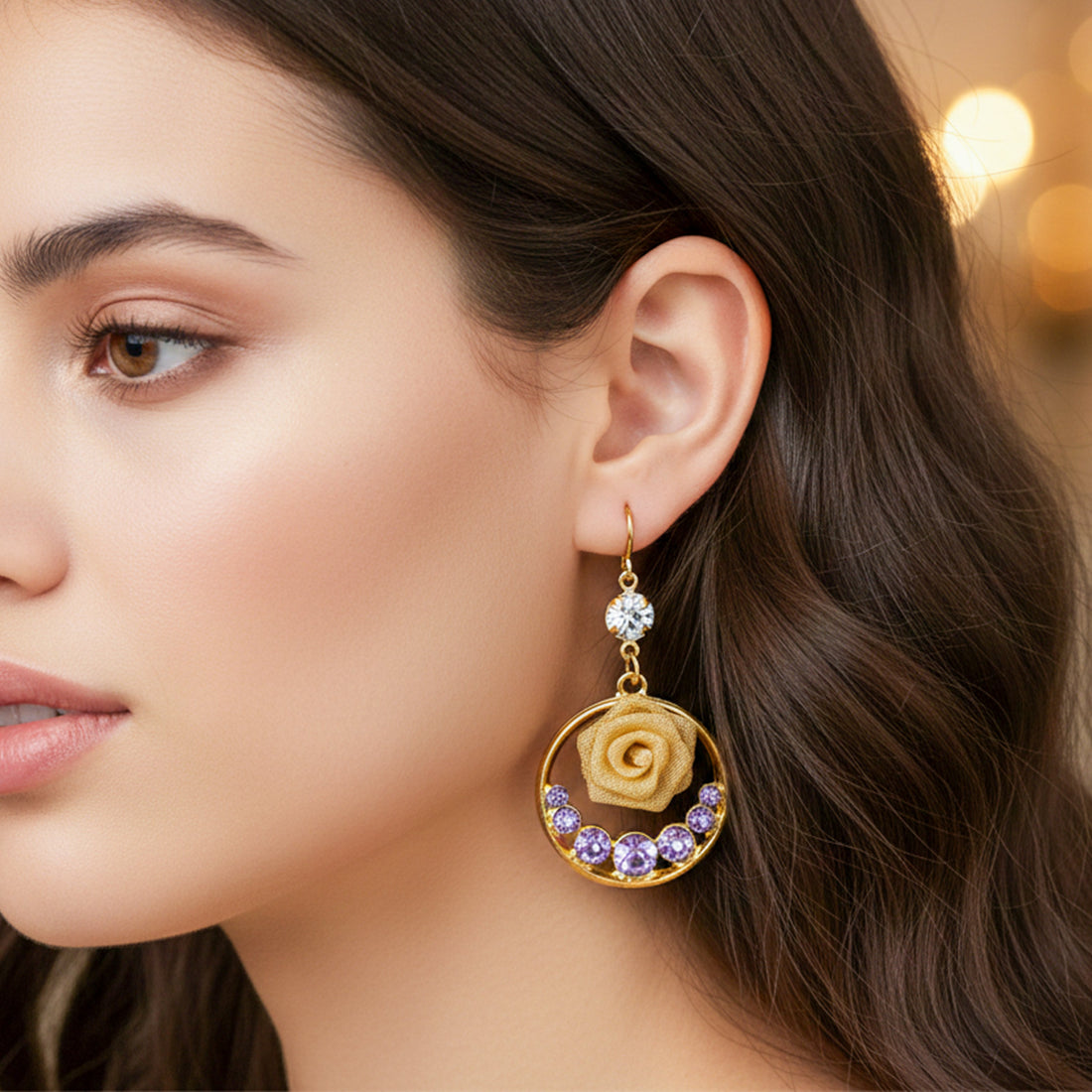 Lavender Luxe Rose Earrings