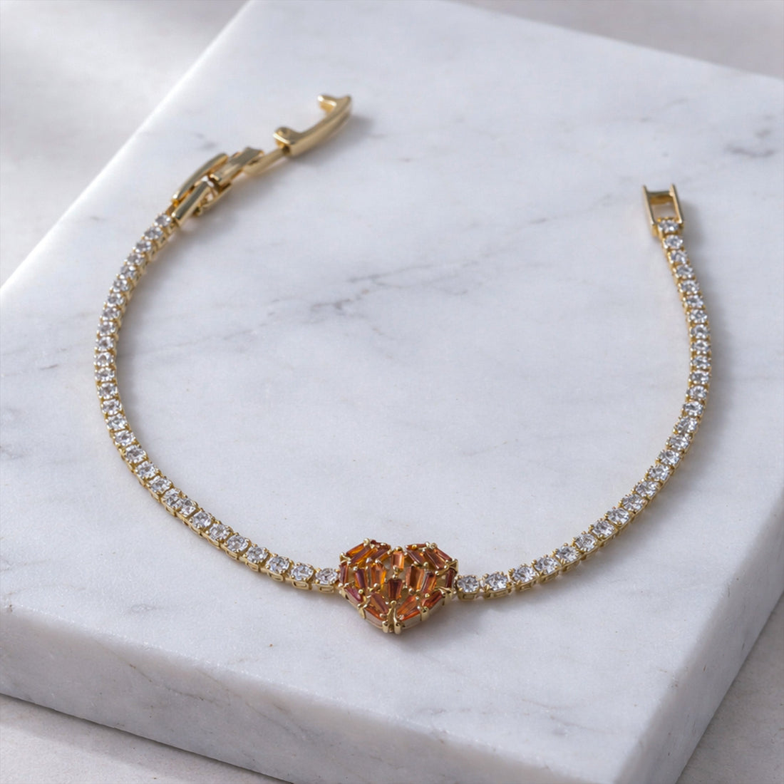 Designer Heart Diamond Tennis Bracelet