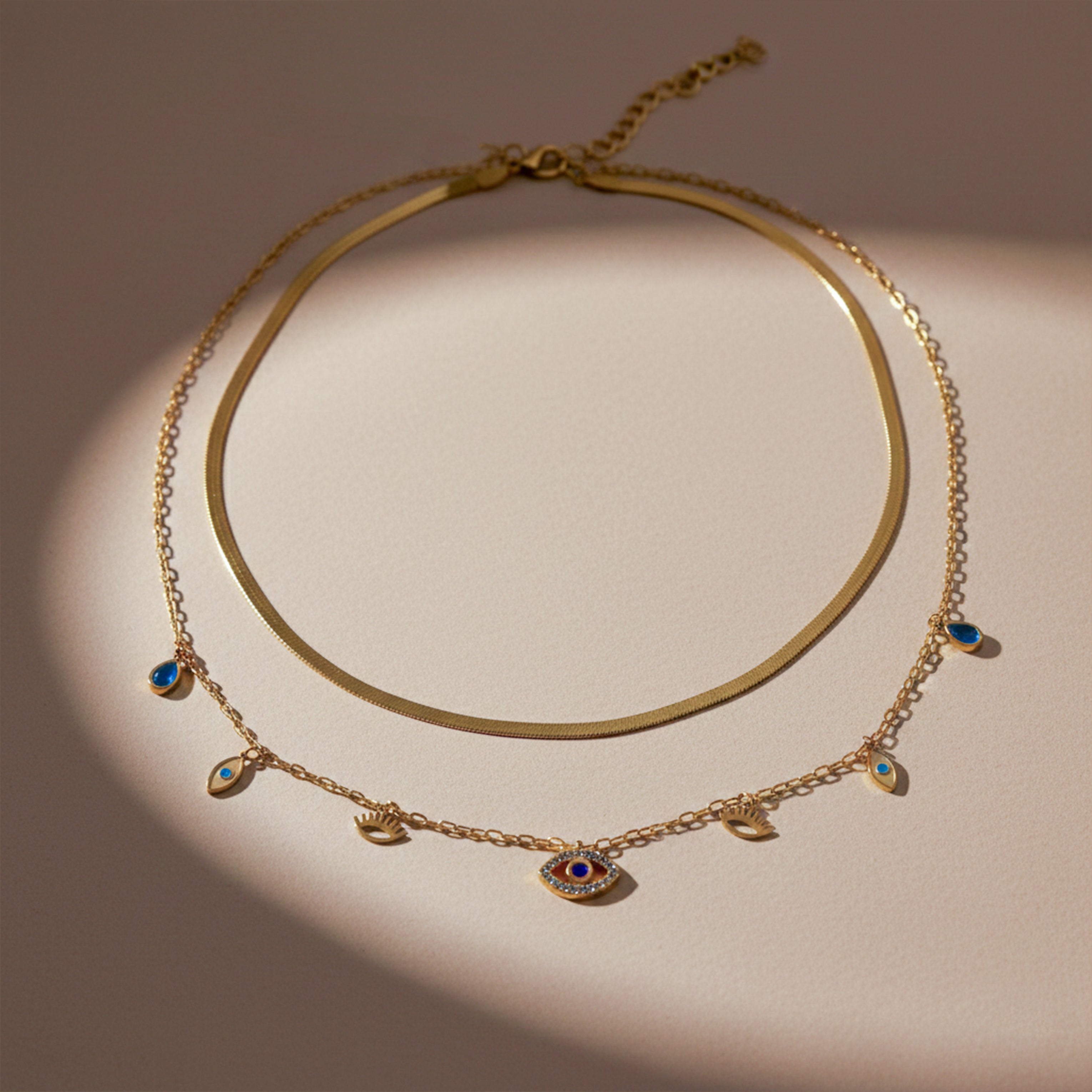 Evil Eye Layered Gold Necklace