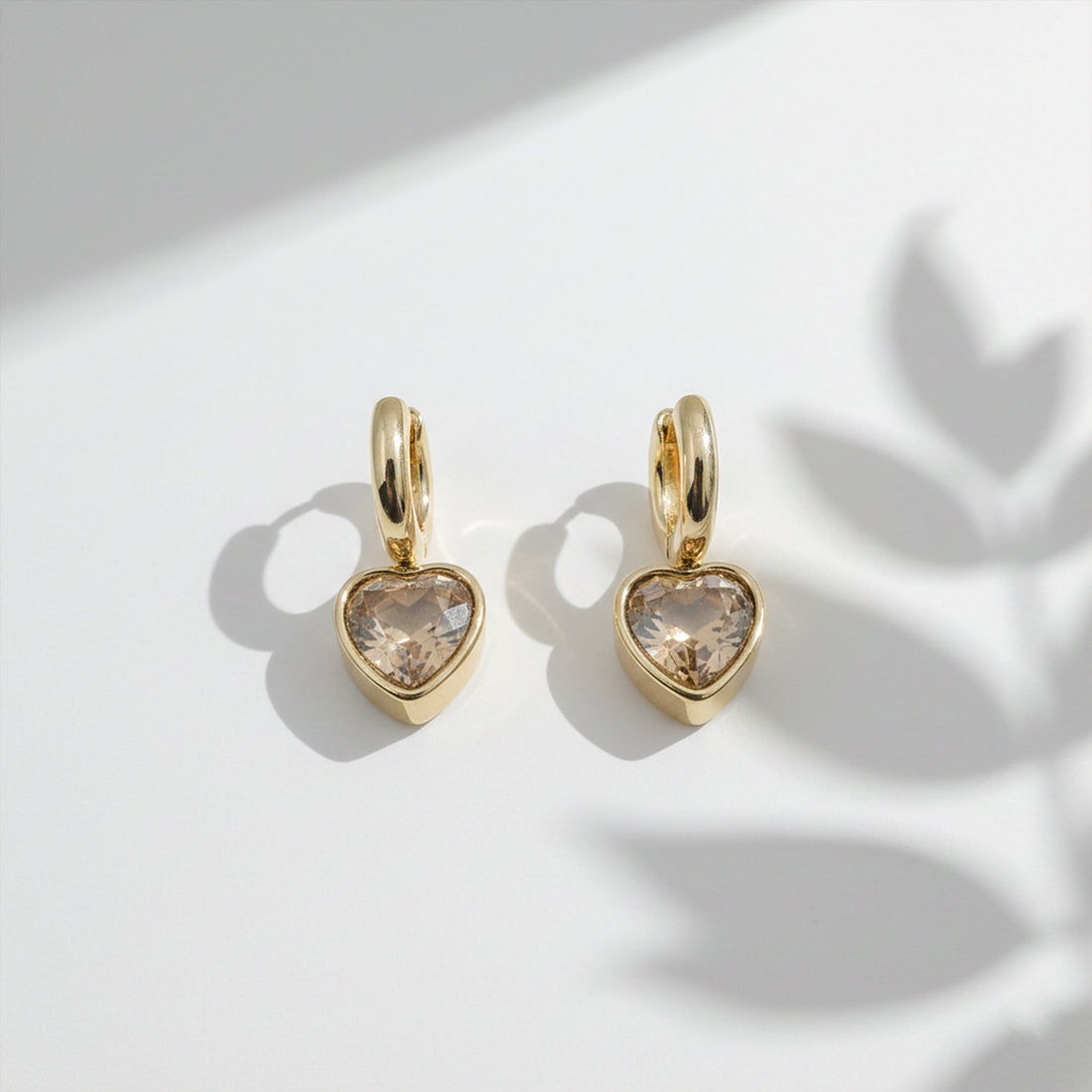 Chic Gold Heart Dangle Earrings