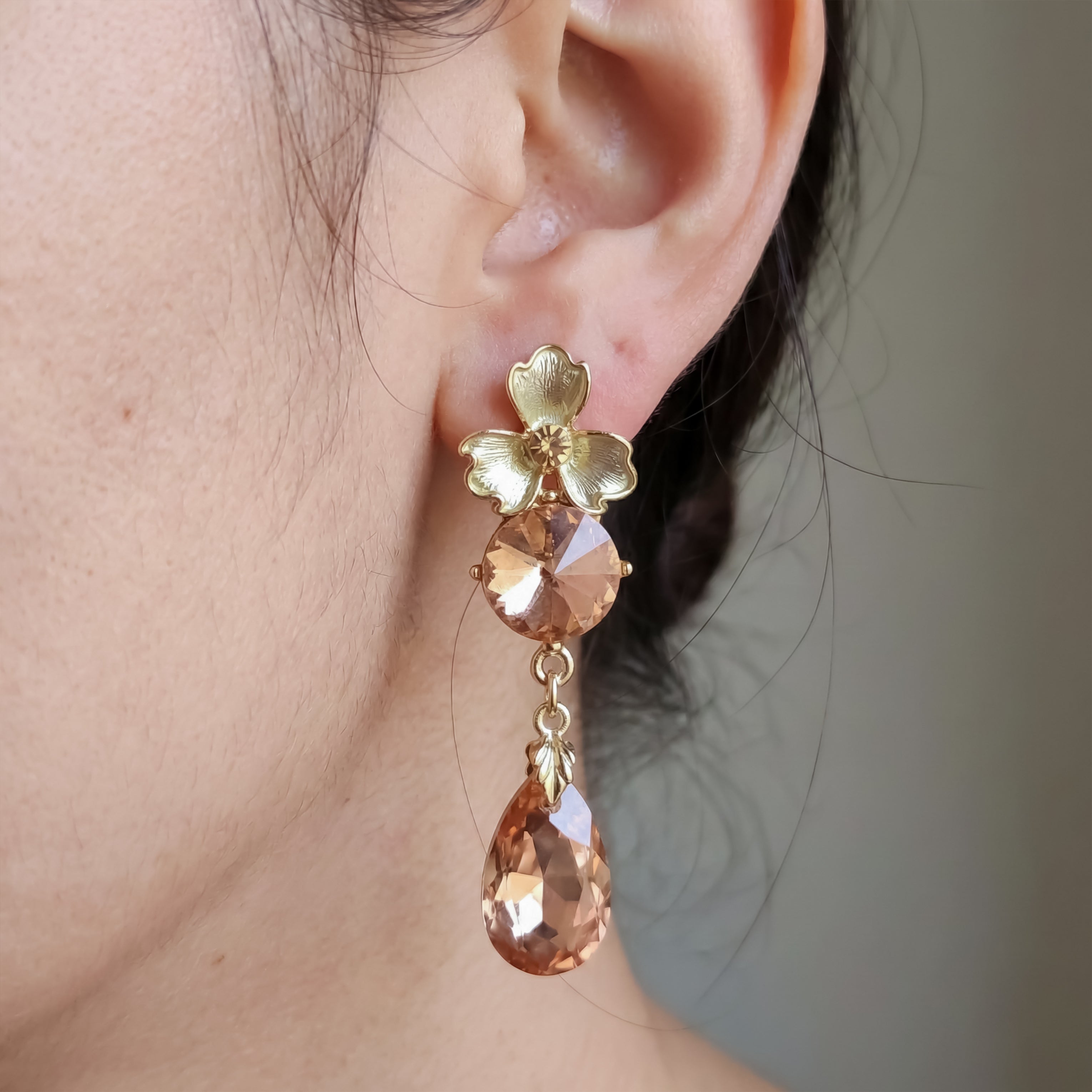Peach Glow Luxe Danglers Earrings