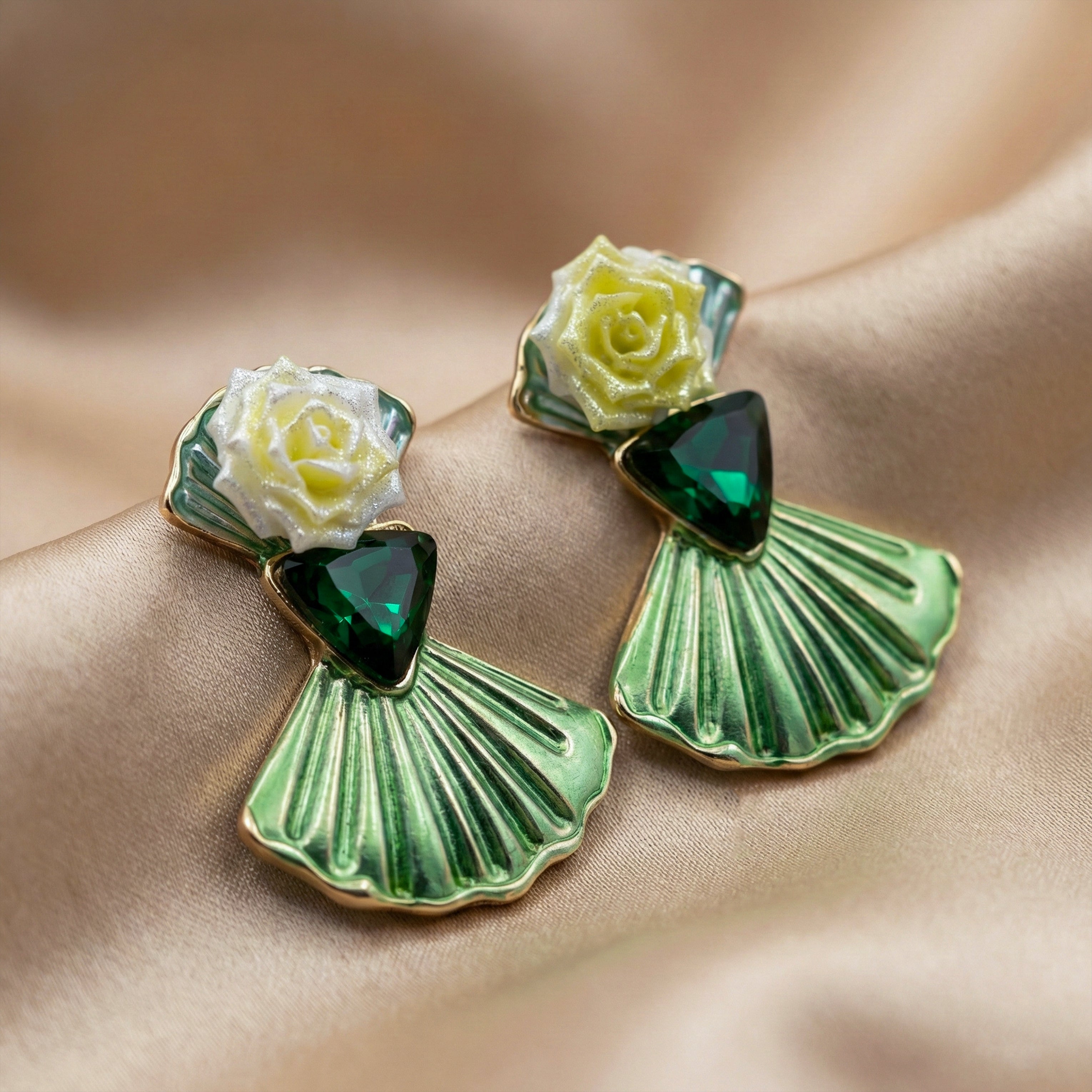 Luxury Blossom Emerald Earrings