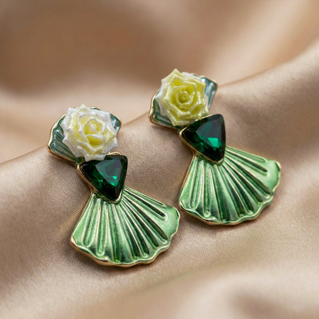 Luxury Blossom Emerald Earrings