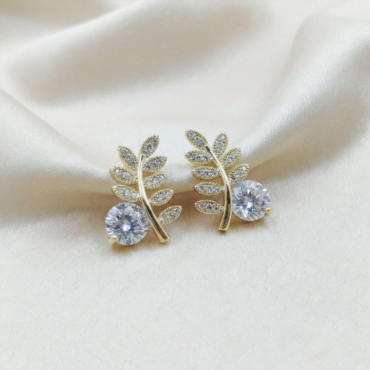 Leaf Solitaire Earrings