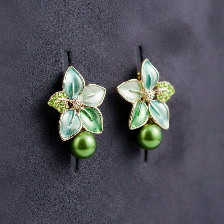 Celestial Green Petal Earrings
