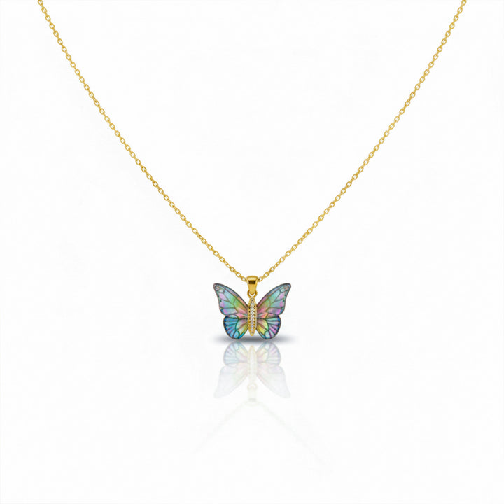 Iridesa Butterfly Gold Pendant Necklace