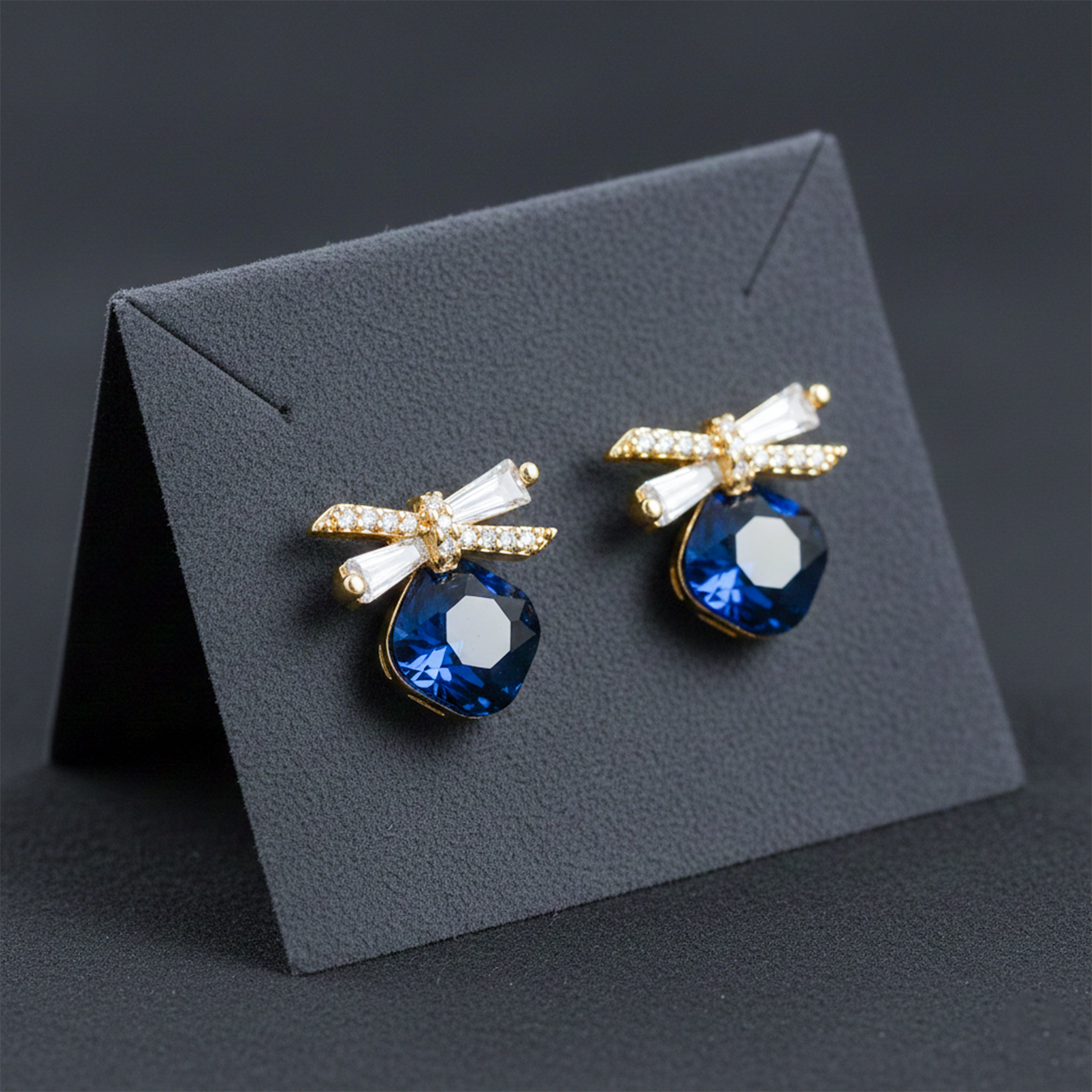 Sapphire Spark Bow Earrings