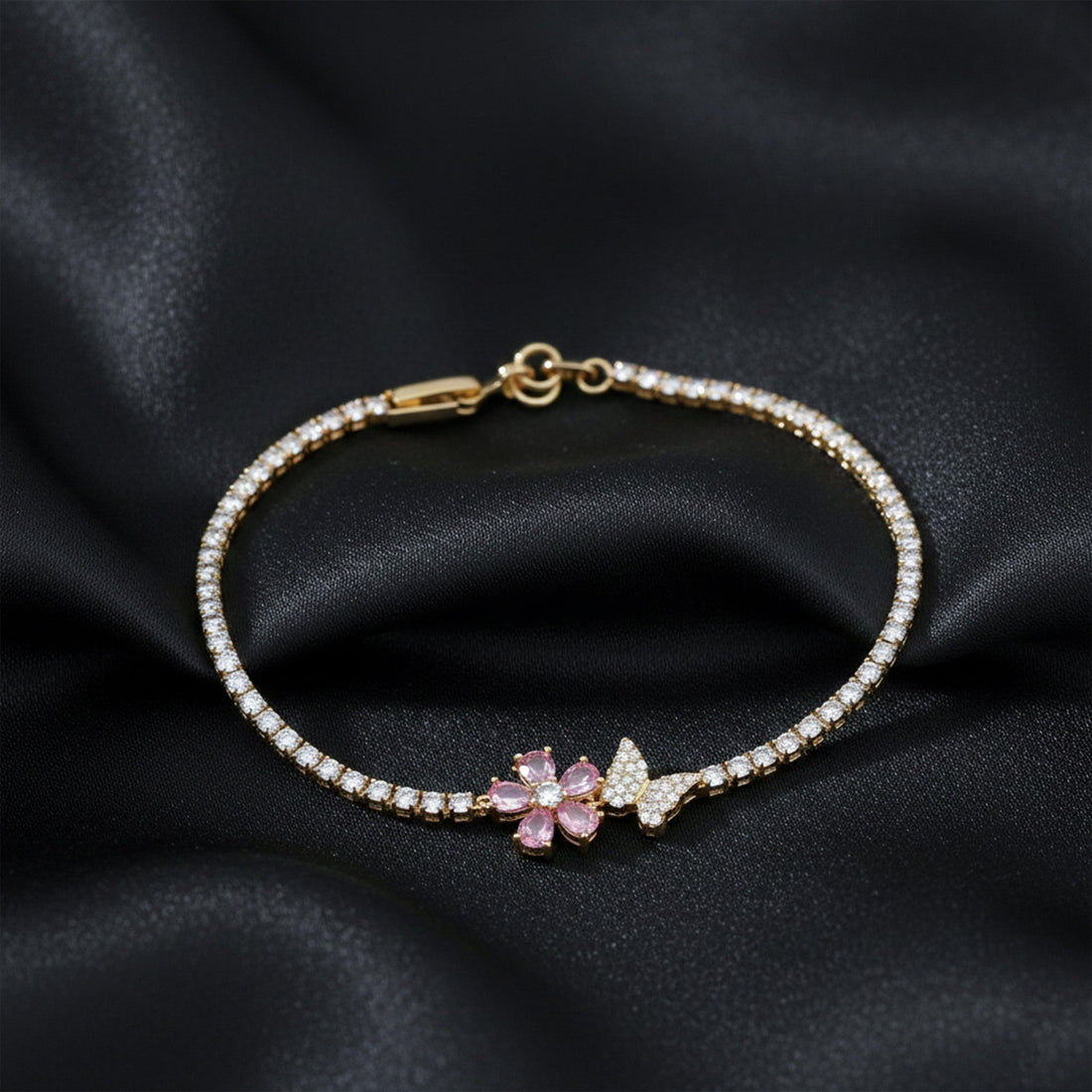 Celestial Pink Blossom Tennis Bracelet