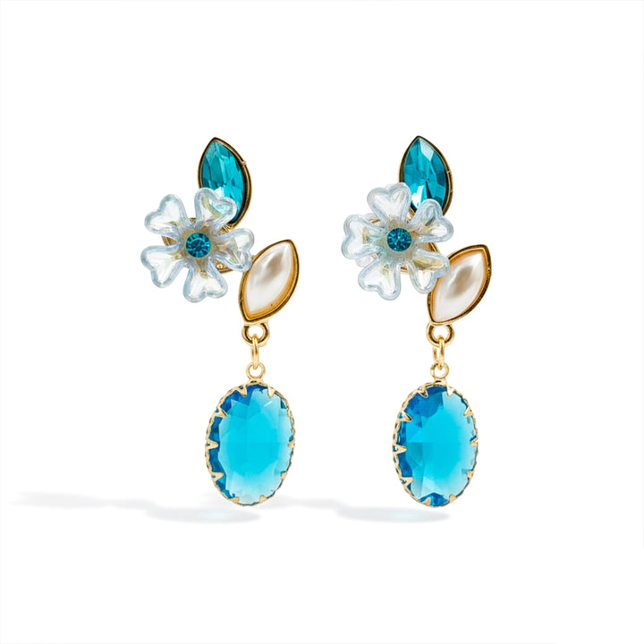 Teal Blossom Drop Earrings