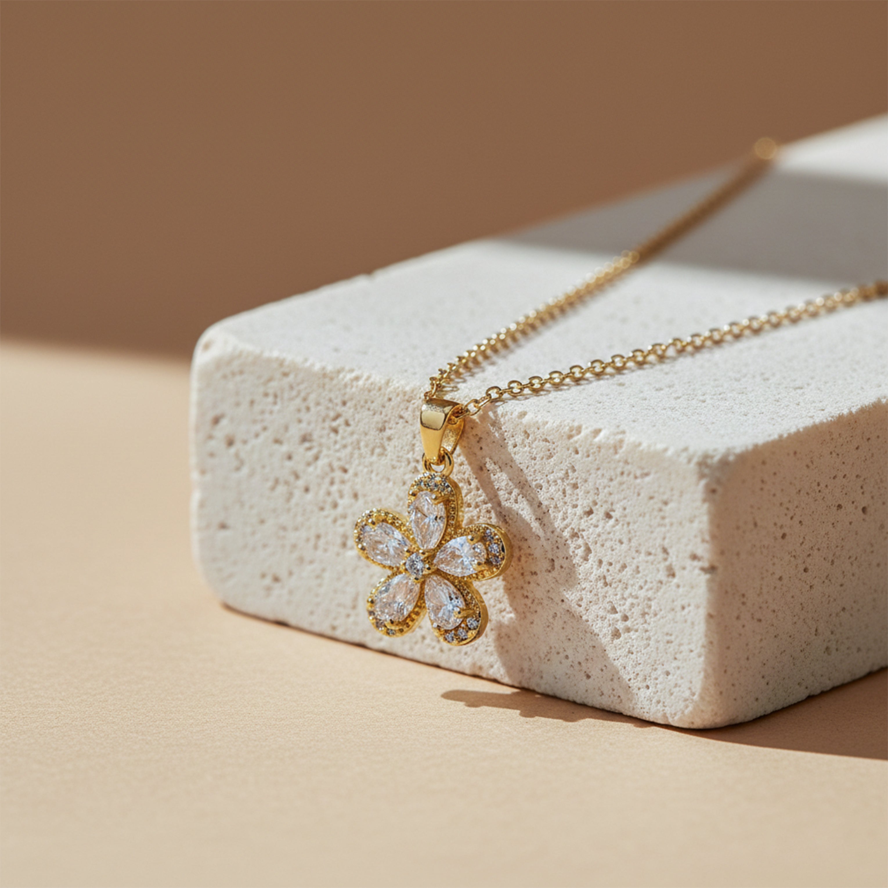 Sparkle Flower Crystal Pendant Necklace
