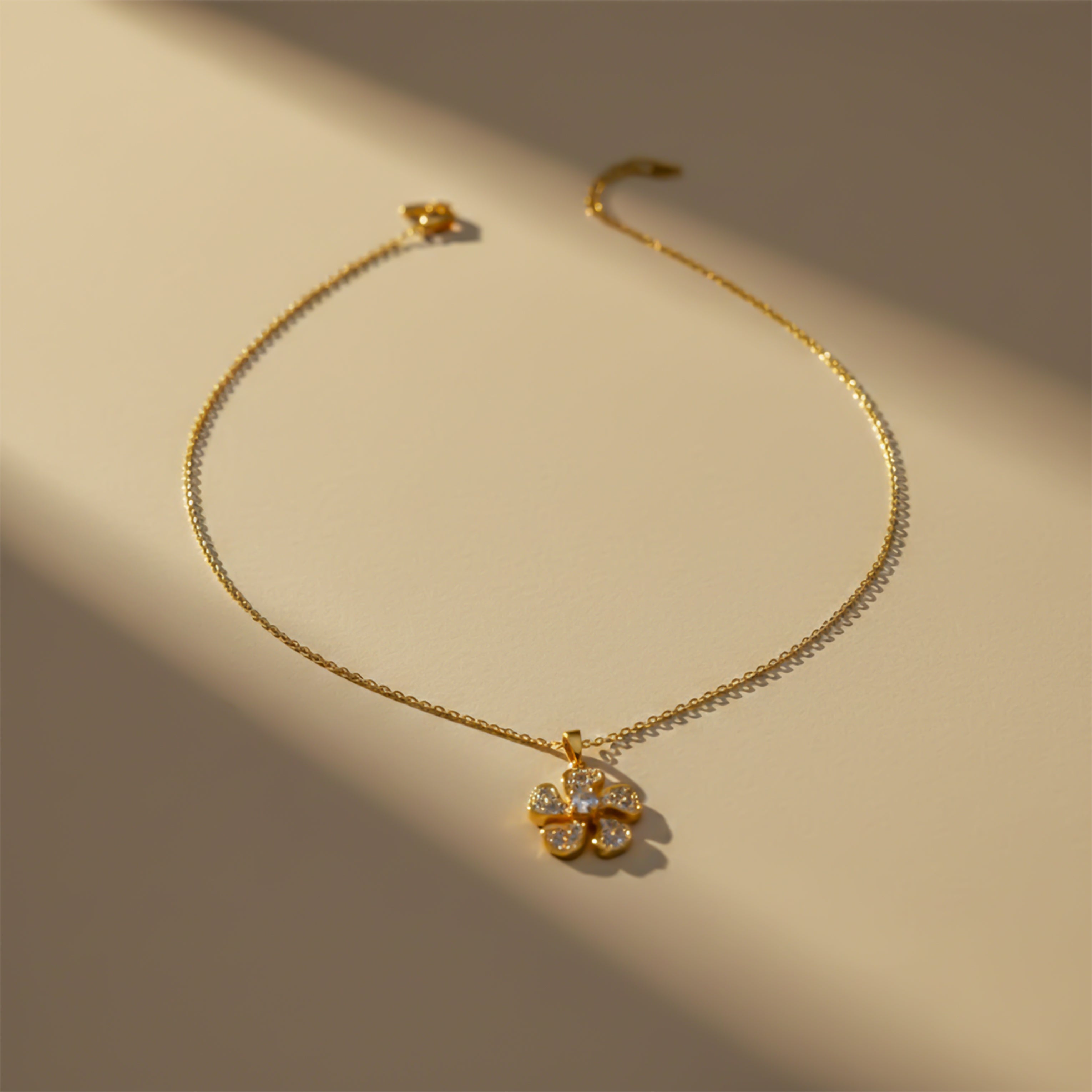 Veloura Diamond Flower Charm Necklace