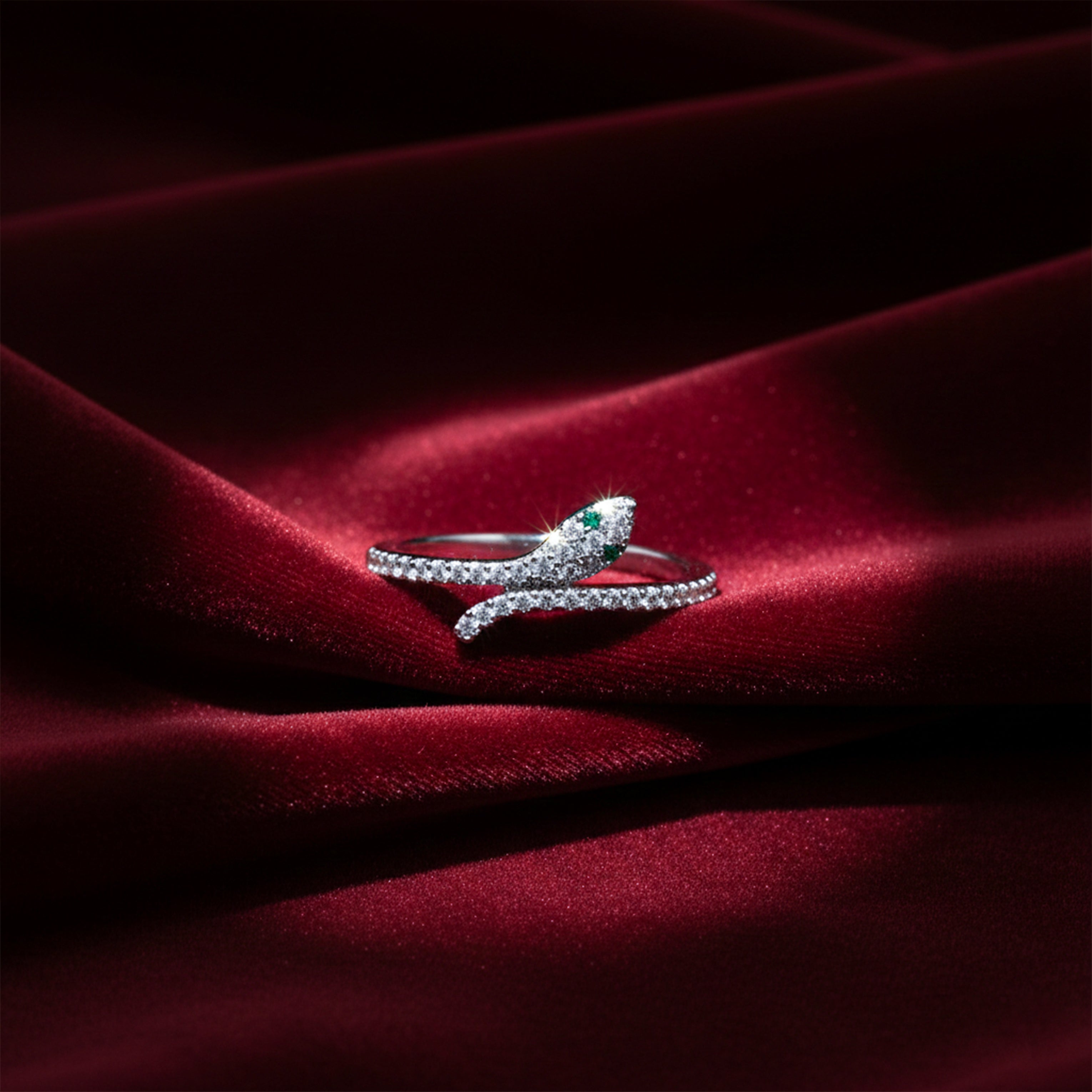 Eye Diamond Snake Wrap Ring