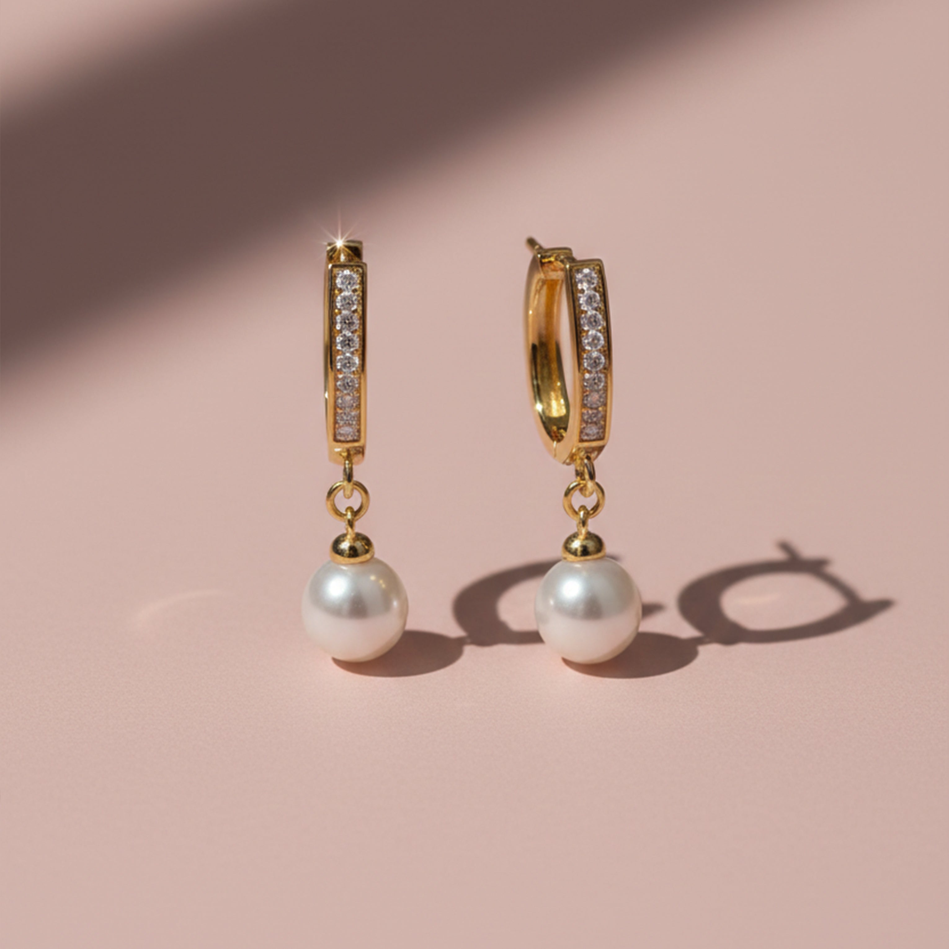 Minimalist Gold Bar Pearl Drop Earrings