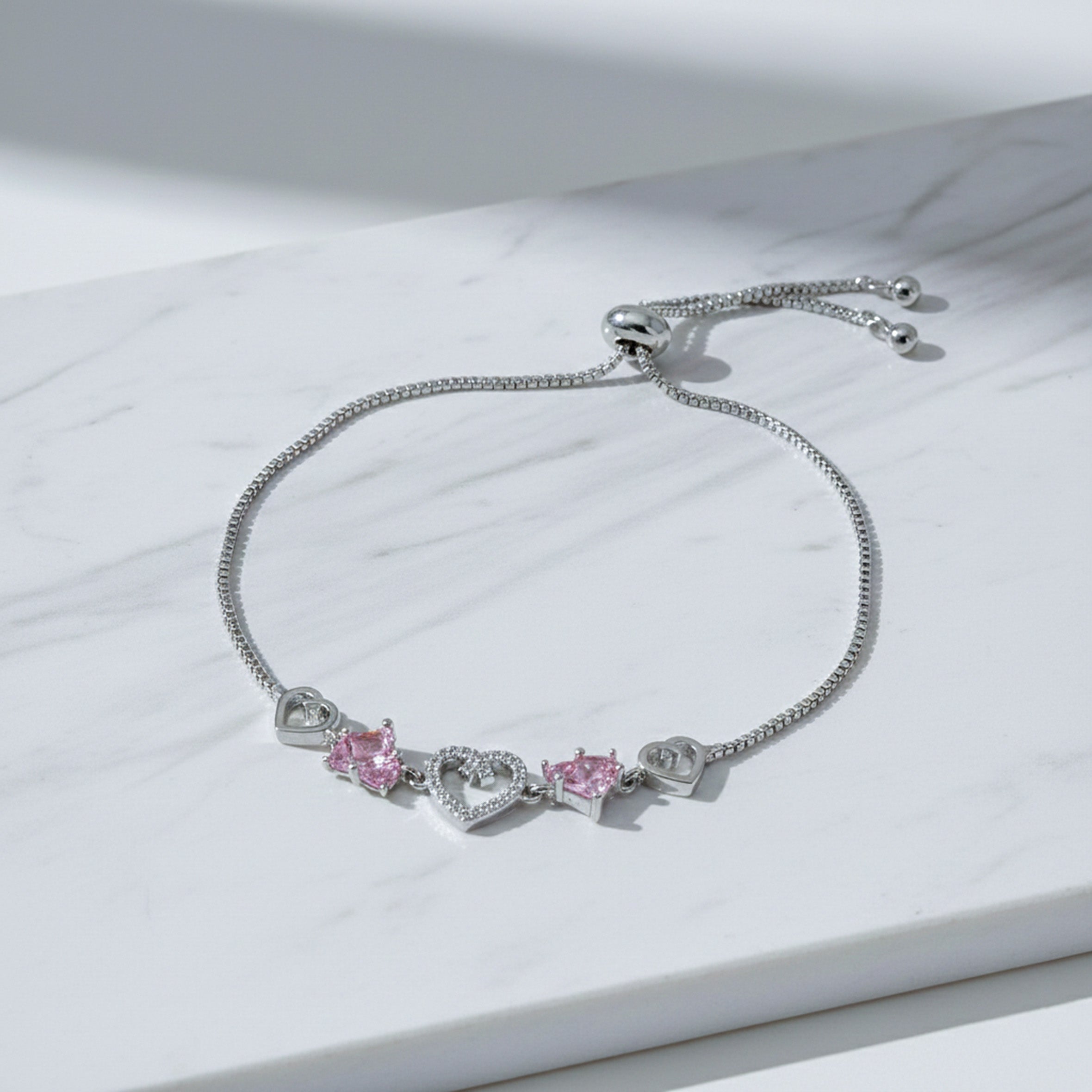 Rosé Lumière Heart Crystal Bracelet