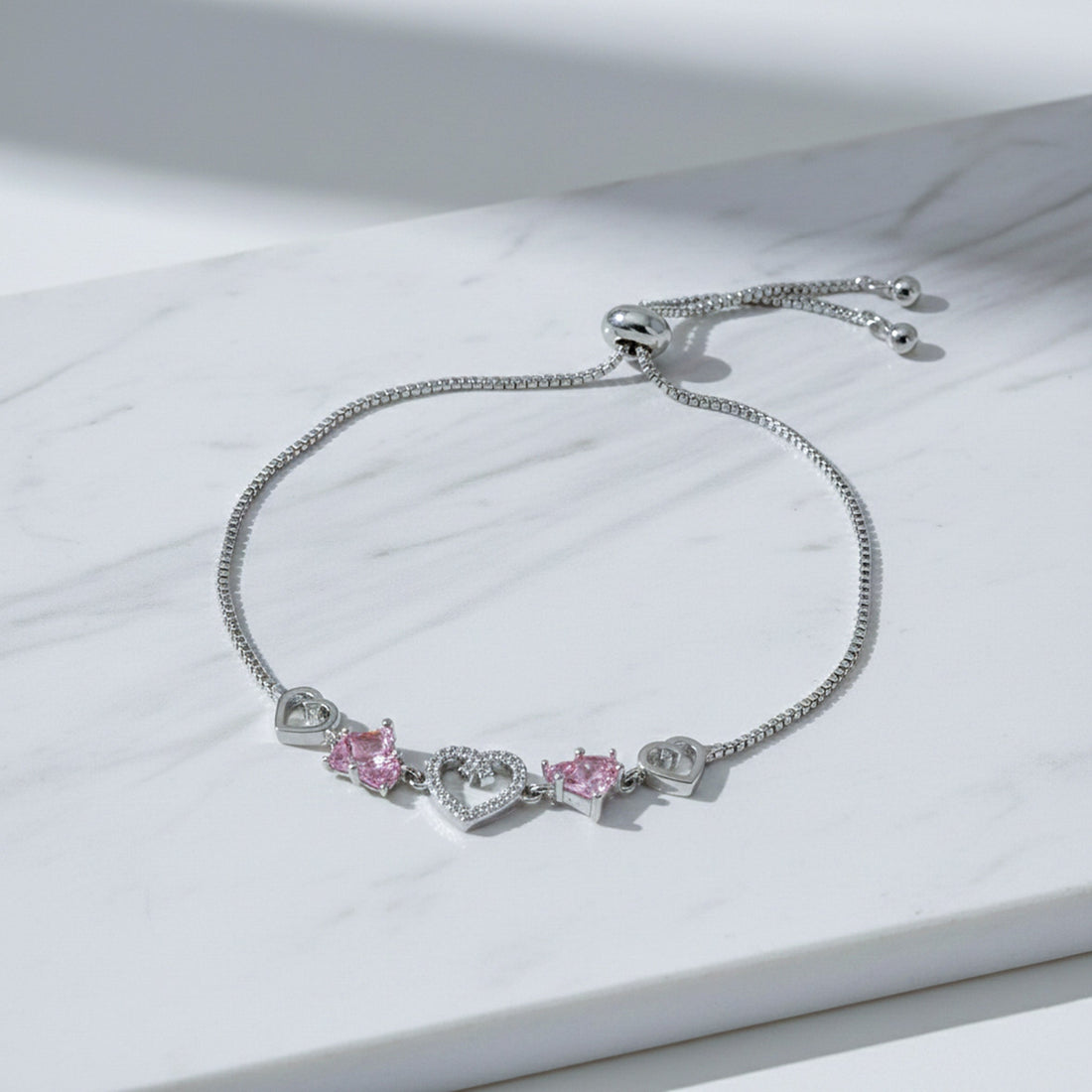 Rosé Lumière Heart Crystal Bracelet