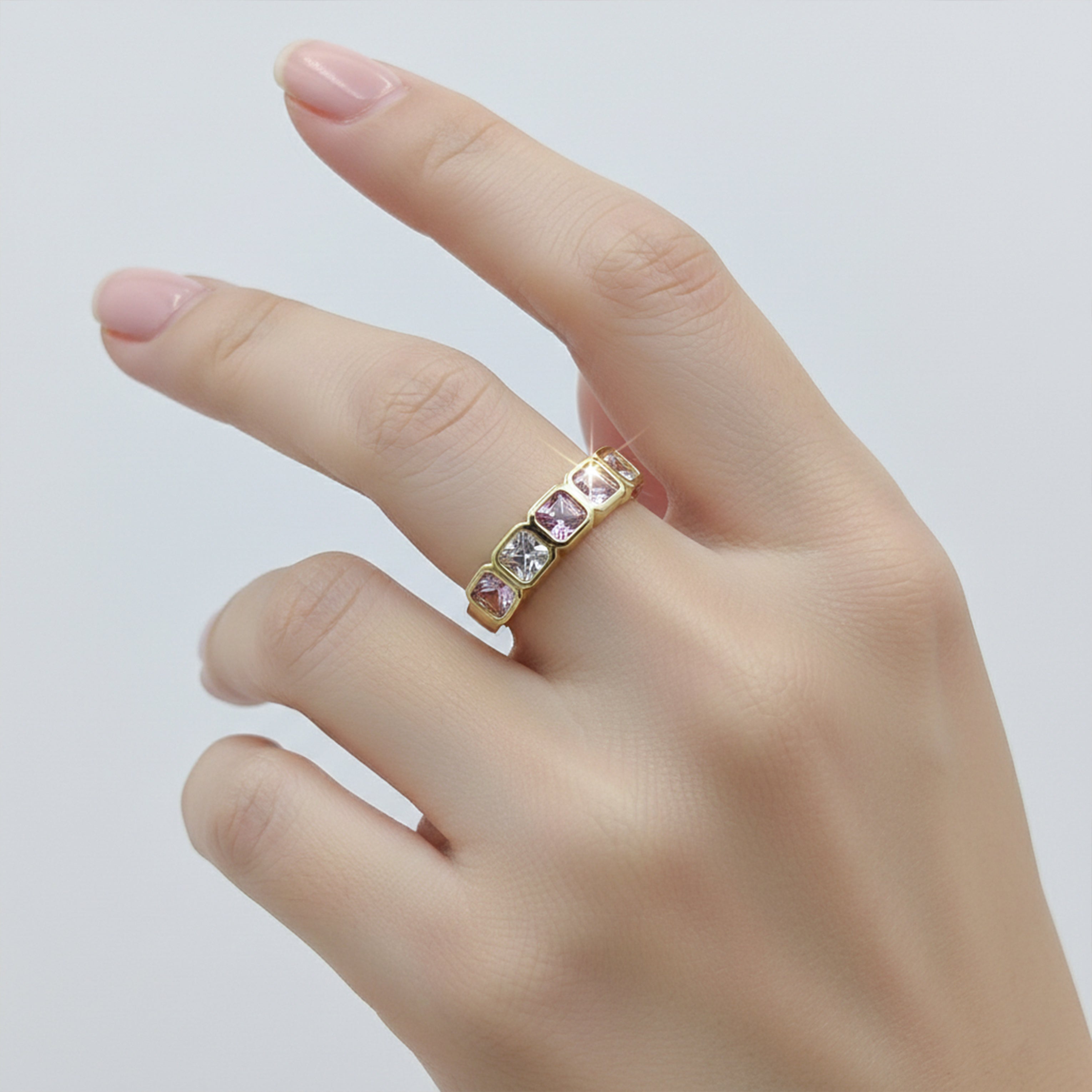 Luxe Princess Cut Eternity Gold Ring