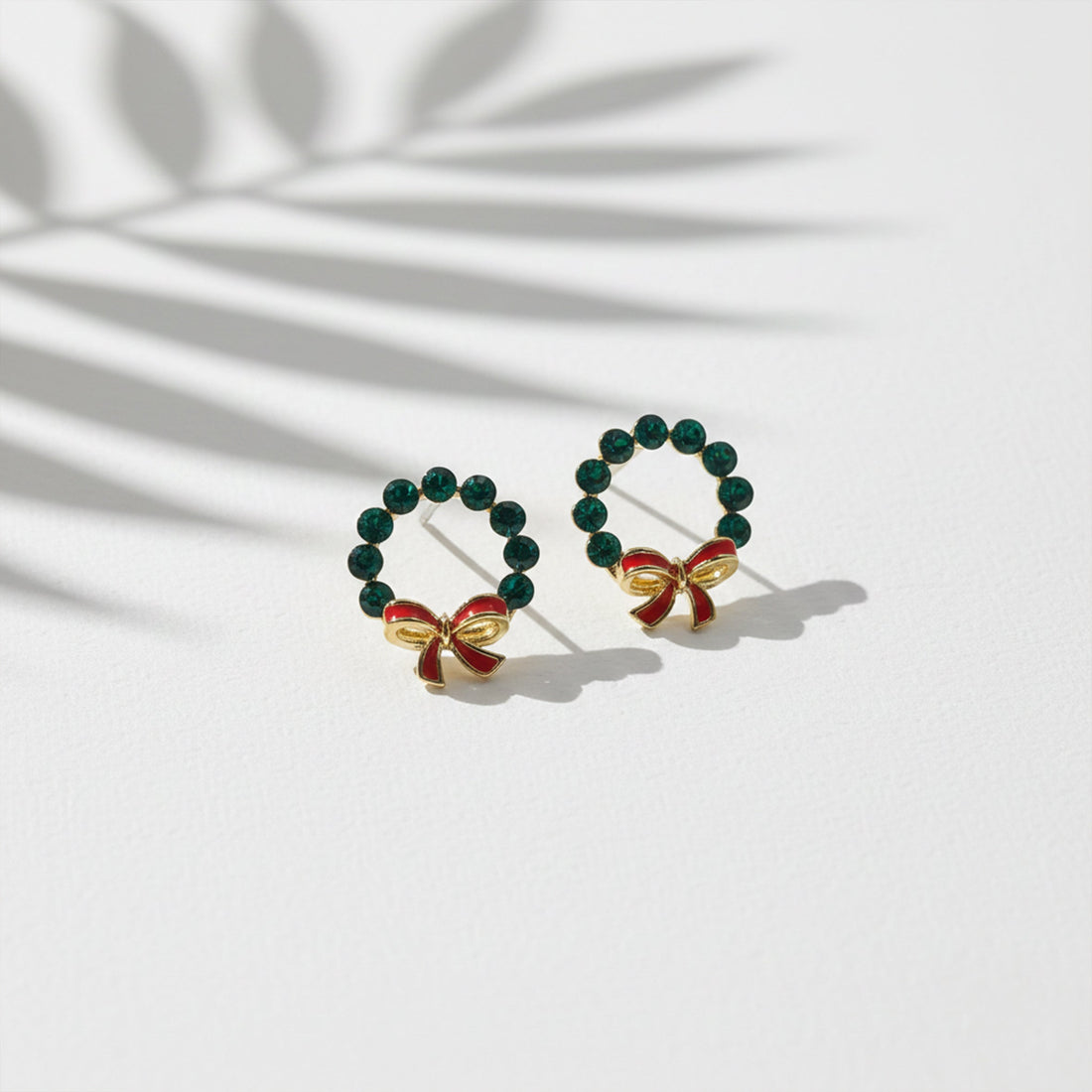 Elite Green Stone Bow Loop Earrings