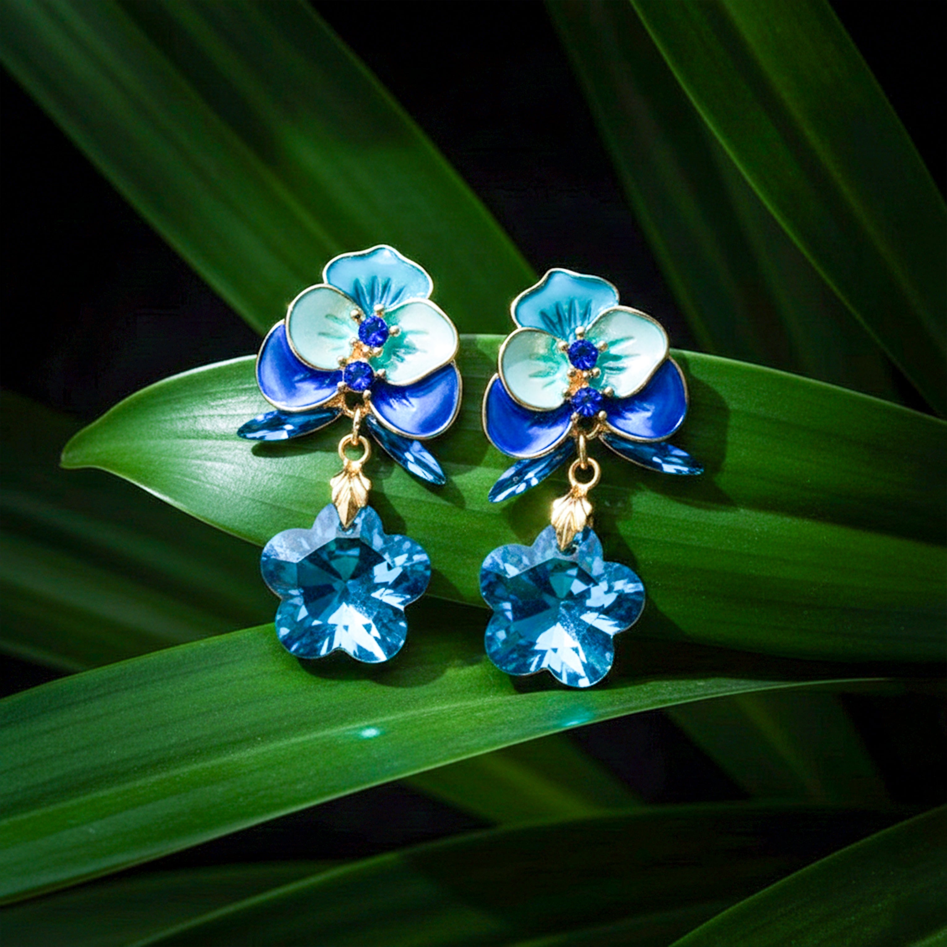 Blue Aura Drops Earrings