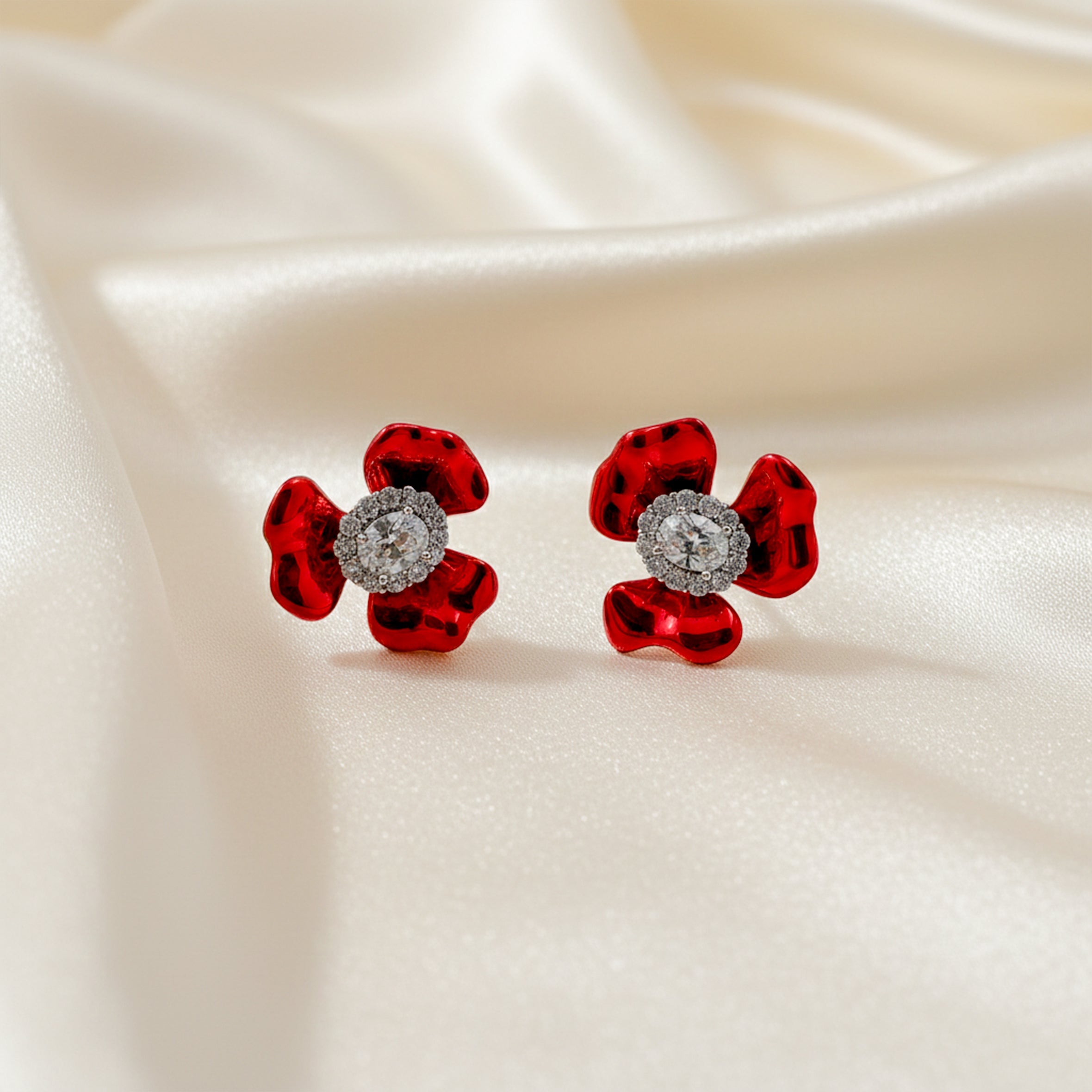 Red Blossom Crystal Luxury Earrings