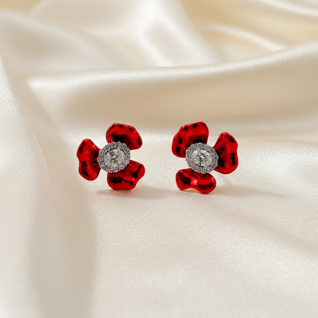 Red Blossom Crystal Luxury Earrings