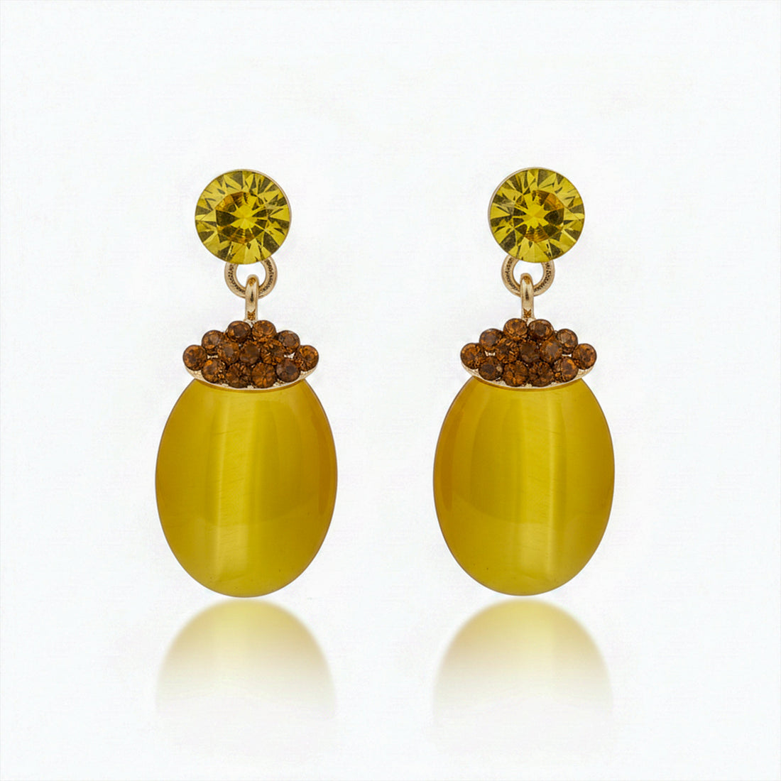 Sunlit Elegance Cat Eye Earrings