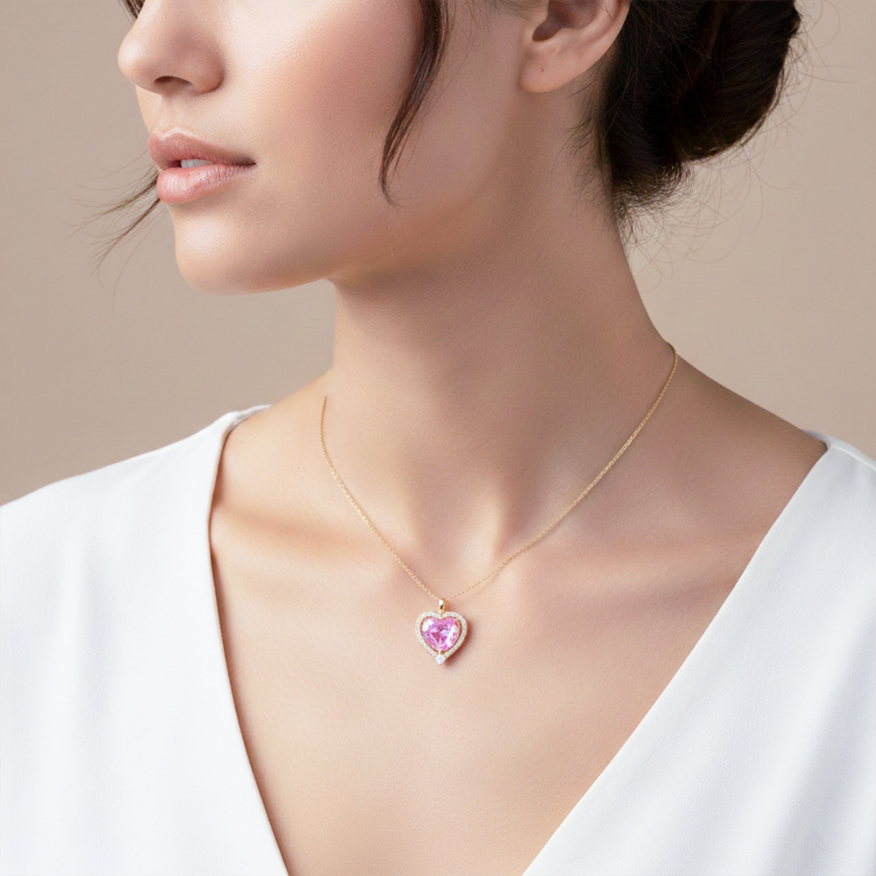 Luxpenny Pink Heart Diamond Necklace