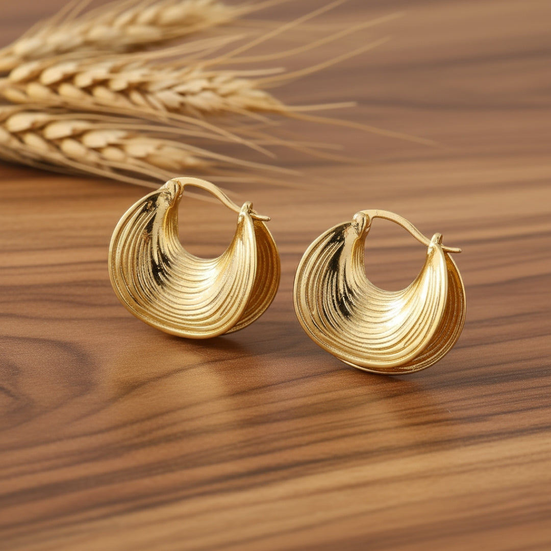 Waves Gold Hoops Earrings