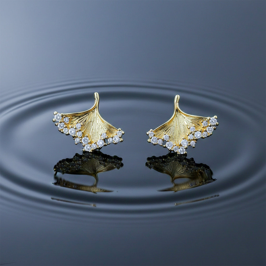 Golden Ginkgo Crystal Earrings