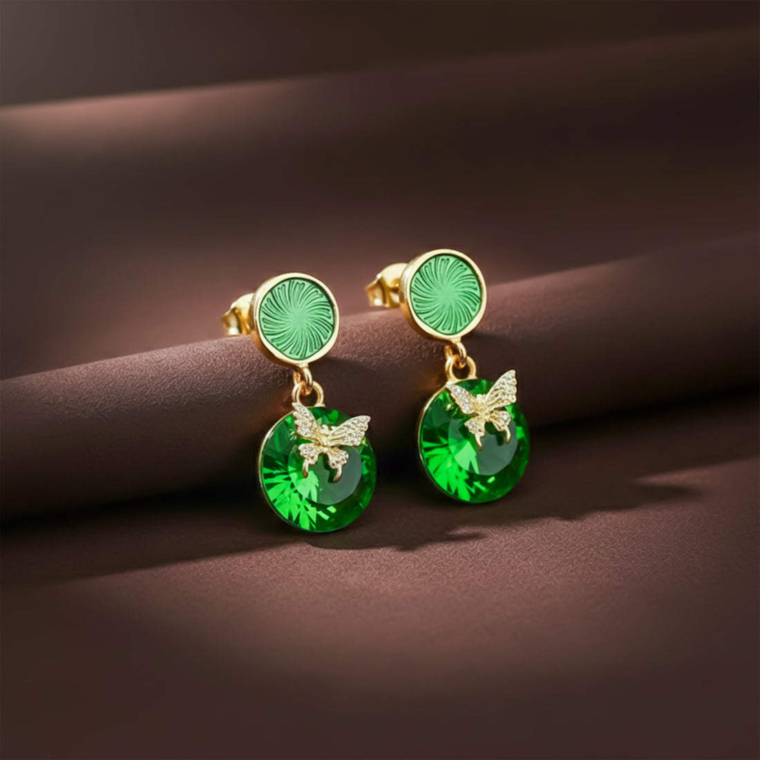 Green Royale Drops Earrings