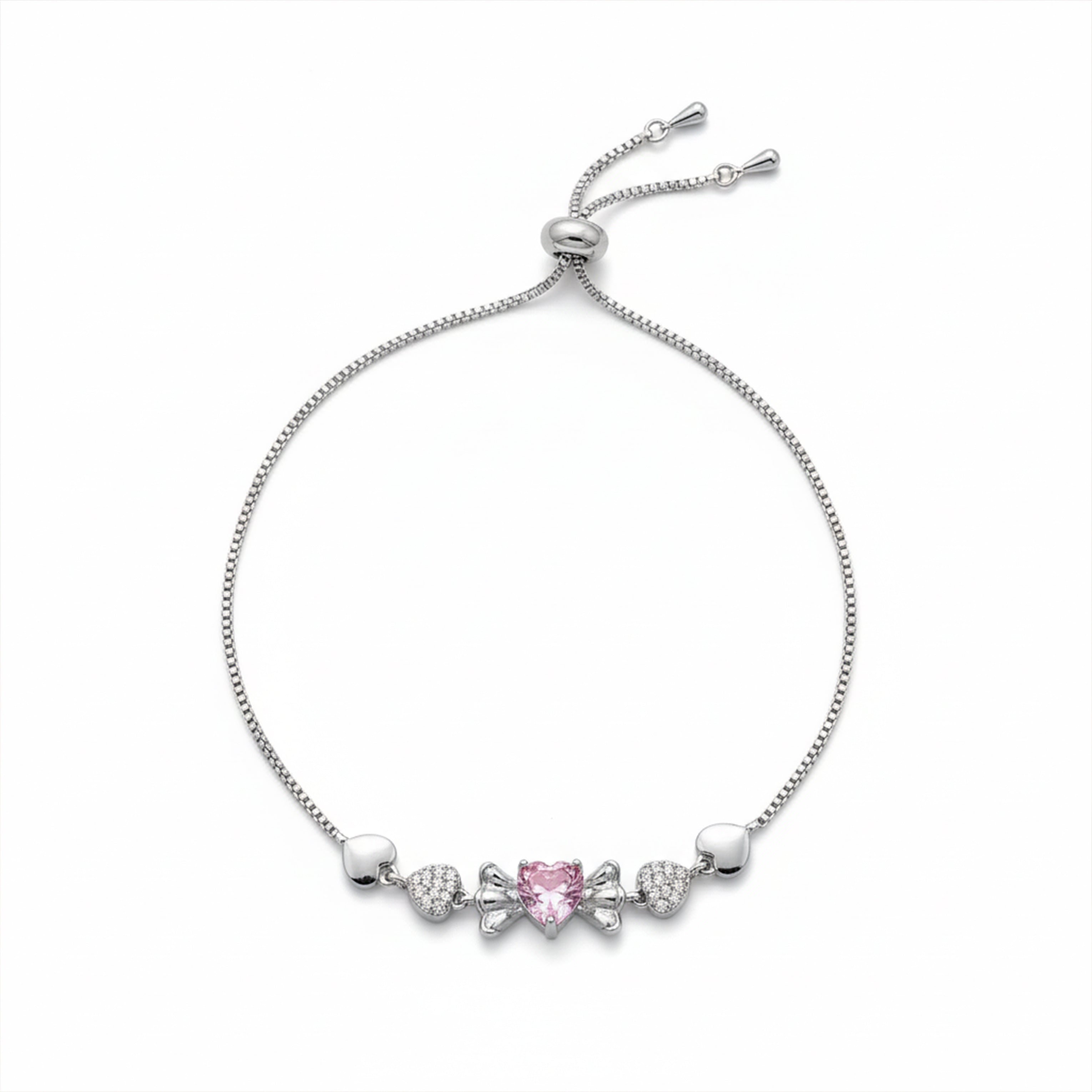 Cupid’s Pink Heart Diamond Bracelet